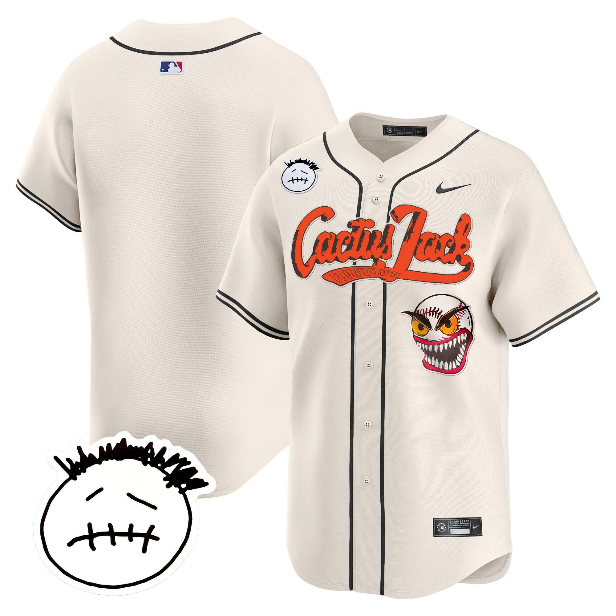 Team Men's Houston Astros Cactus Jack Patch Vapor Premier Limited V3 Cream Jersey - All Stitched