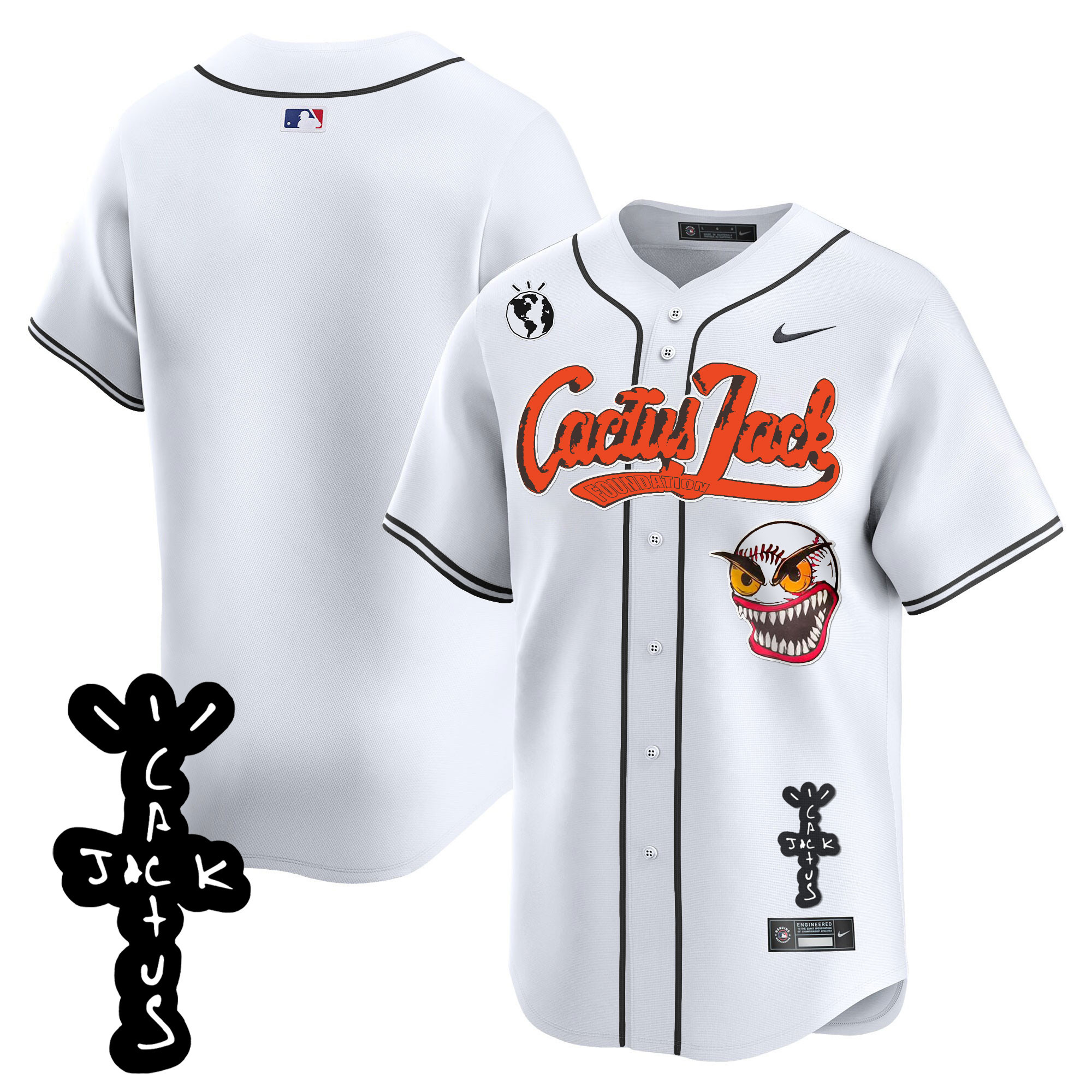 Team Men's Houston Astros Cactus Jack Patch Vapor Premier Limited White Jersey - All Stitched