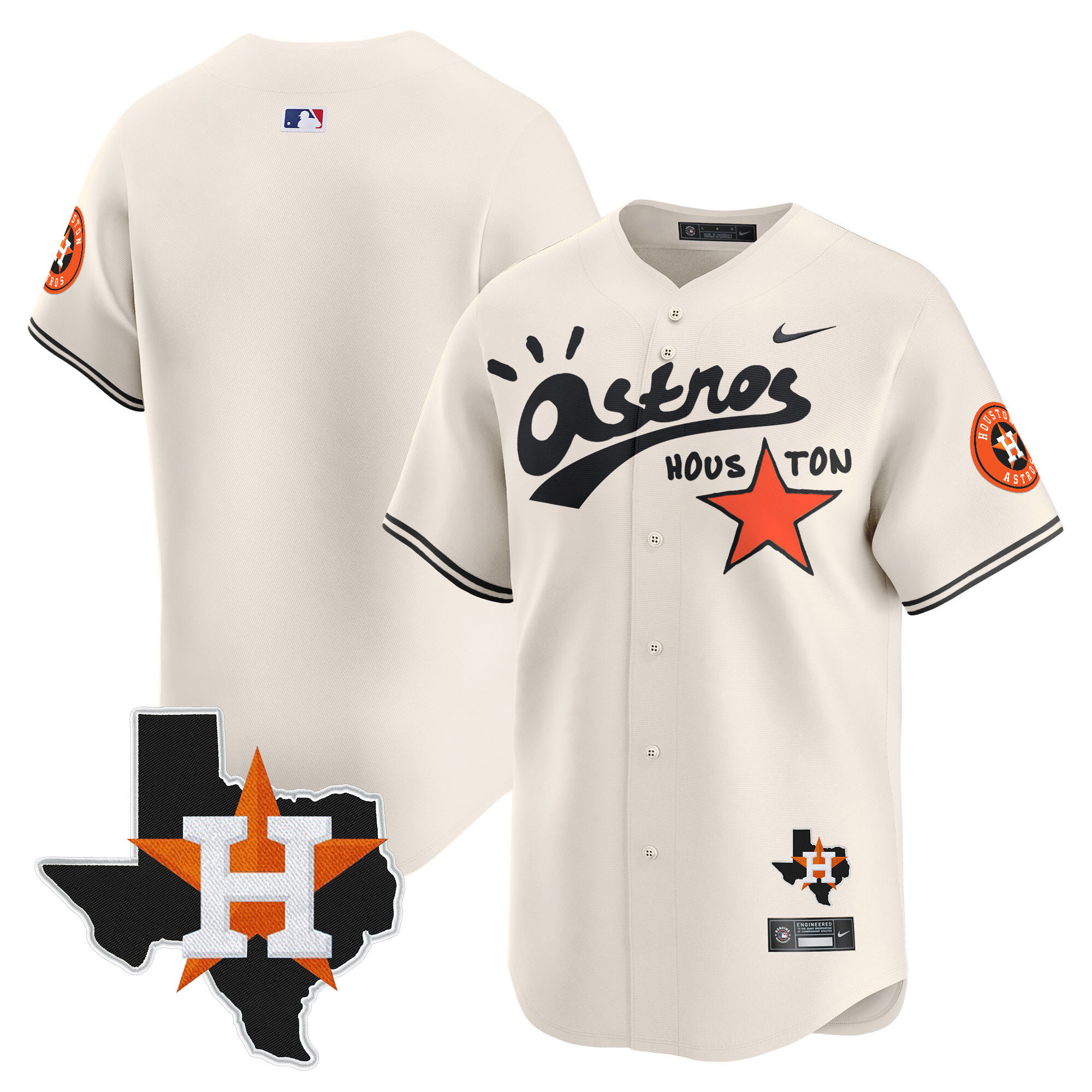 Team Men's Houston Astros Cactus Jack Style Vapor Premier Limited Cream Jersey - All Stitched