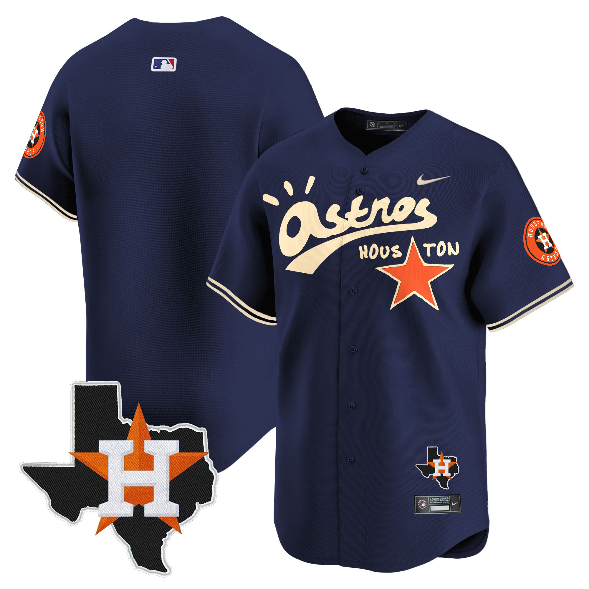 Team Men's Houston Astros Cactus Jack Style Vapor Premier Limited Navy Jersey - All Stitched