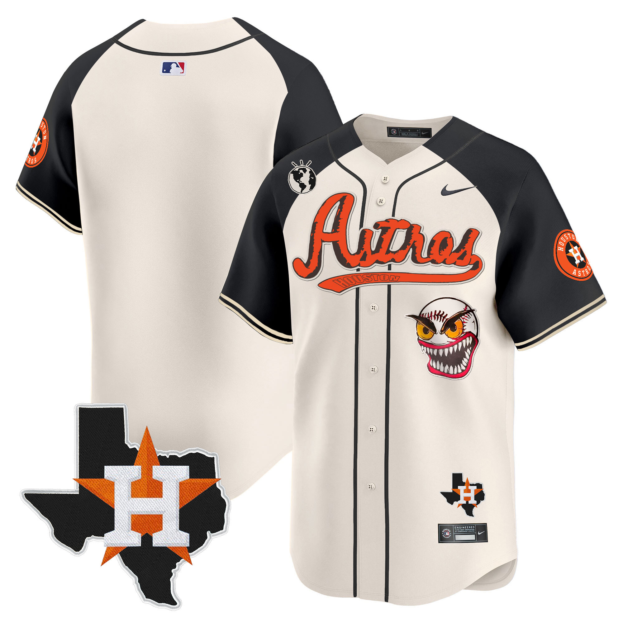 Team Men's Houston Astros Cactus Jack Style Vapor Premier Limited V2 Cream Alternate Jersey - All Stitched