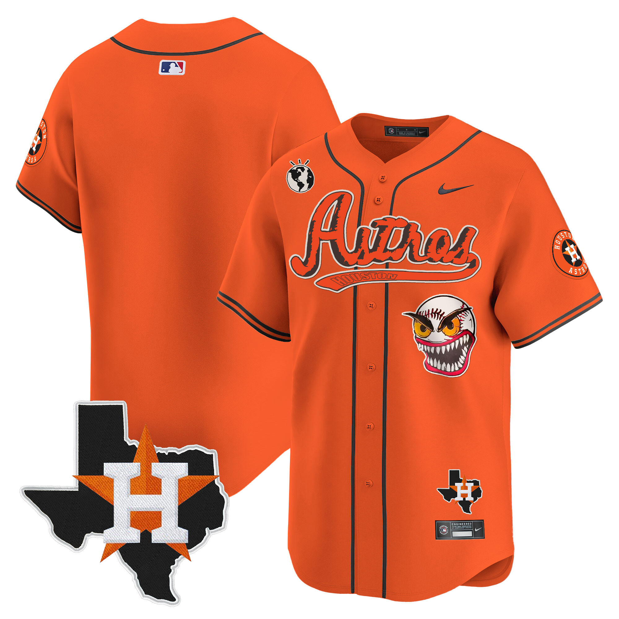 Team Men's Houston Astros Cactus Jack Style Vapor Premier Limited V2 Orange Jersey - All Stitched