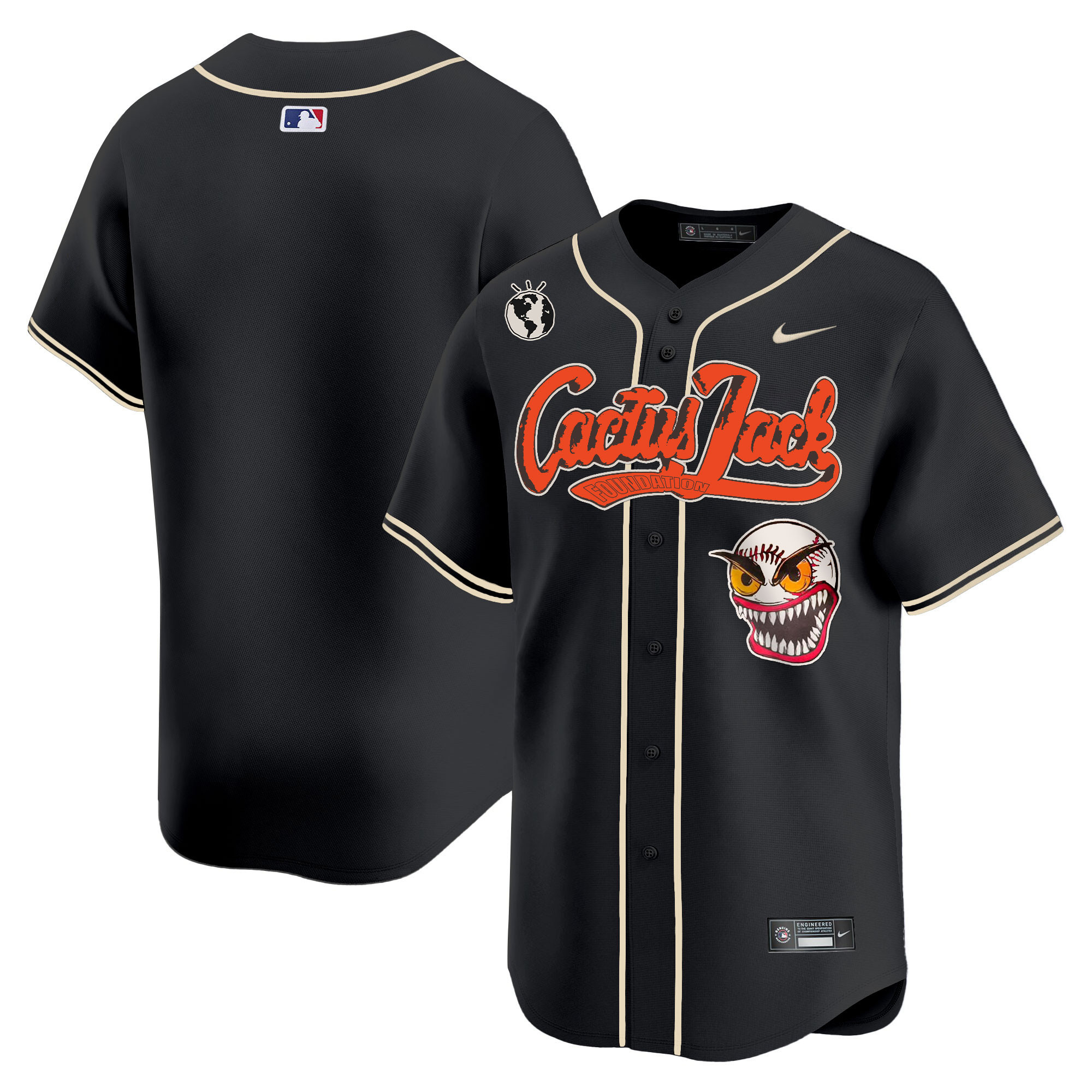 Team Men's Houston Astros Cactus Jack Vapor Premier Limited Black Jersey - All Stitched