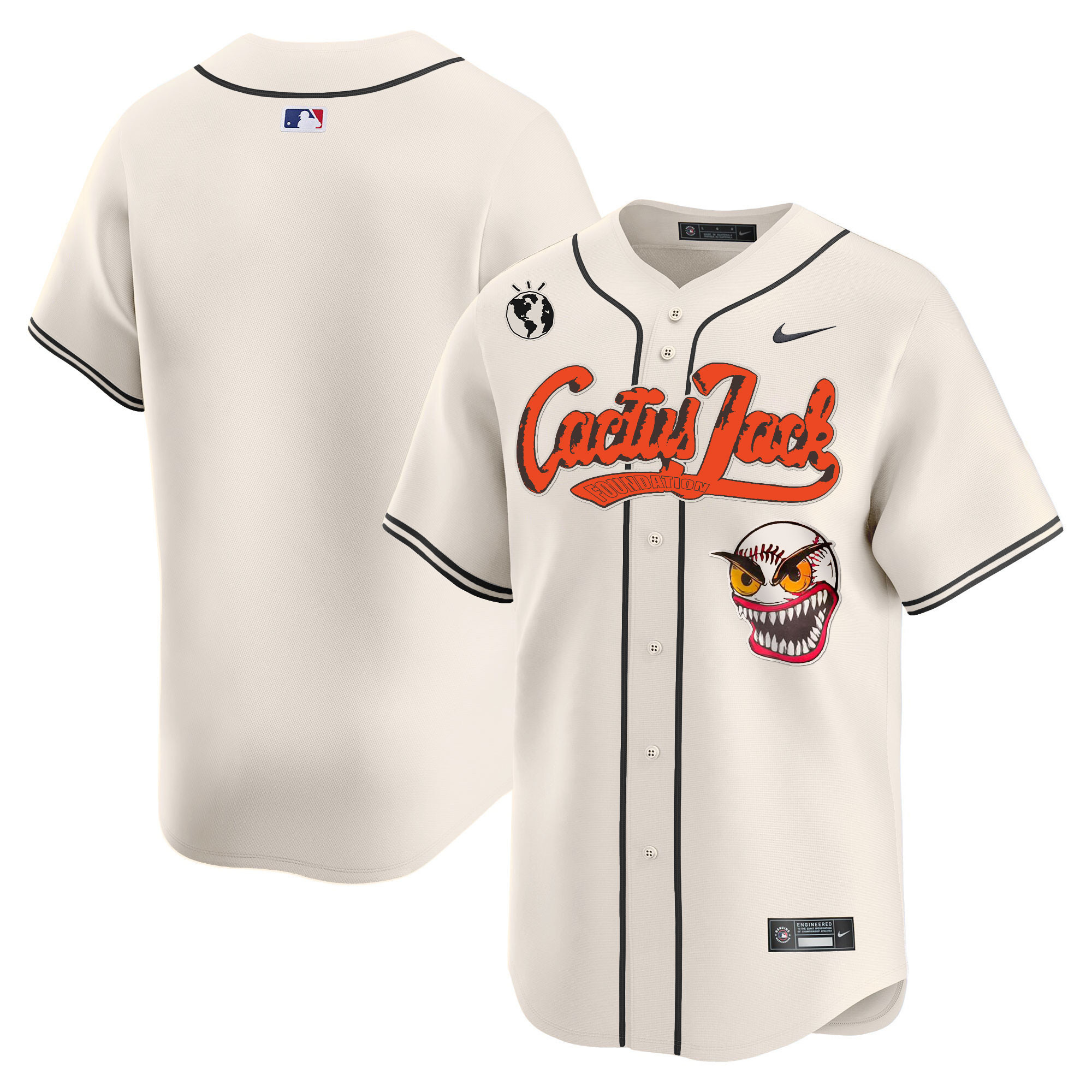 Team Men's Houston Astros Cactus Jack Vapor Premier Limited Cream Jersey - All Stitched