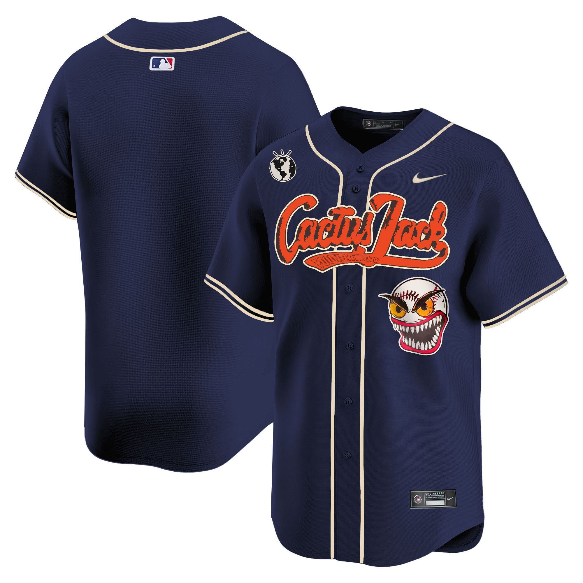 Team Men's Houston Astros Cactus Jack Vapor Premier Limited Navy Jersey - All Stitched