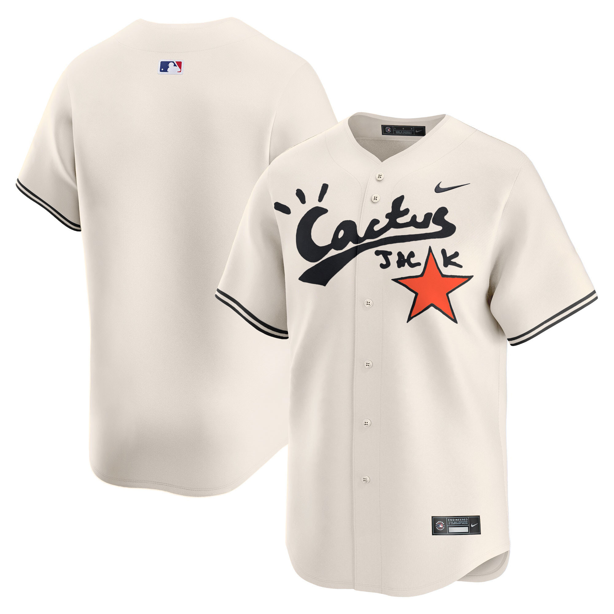 Team Men's Houston Astros Cactus Jack Vapor Premier Limited V2 Cream Jersey - All Stitched