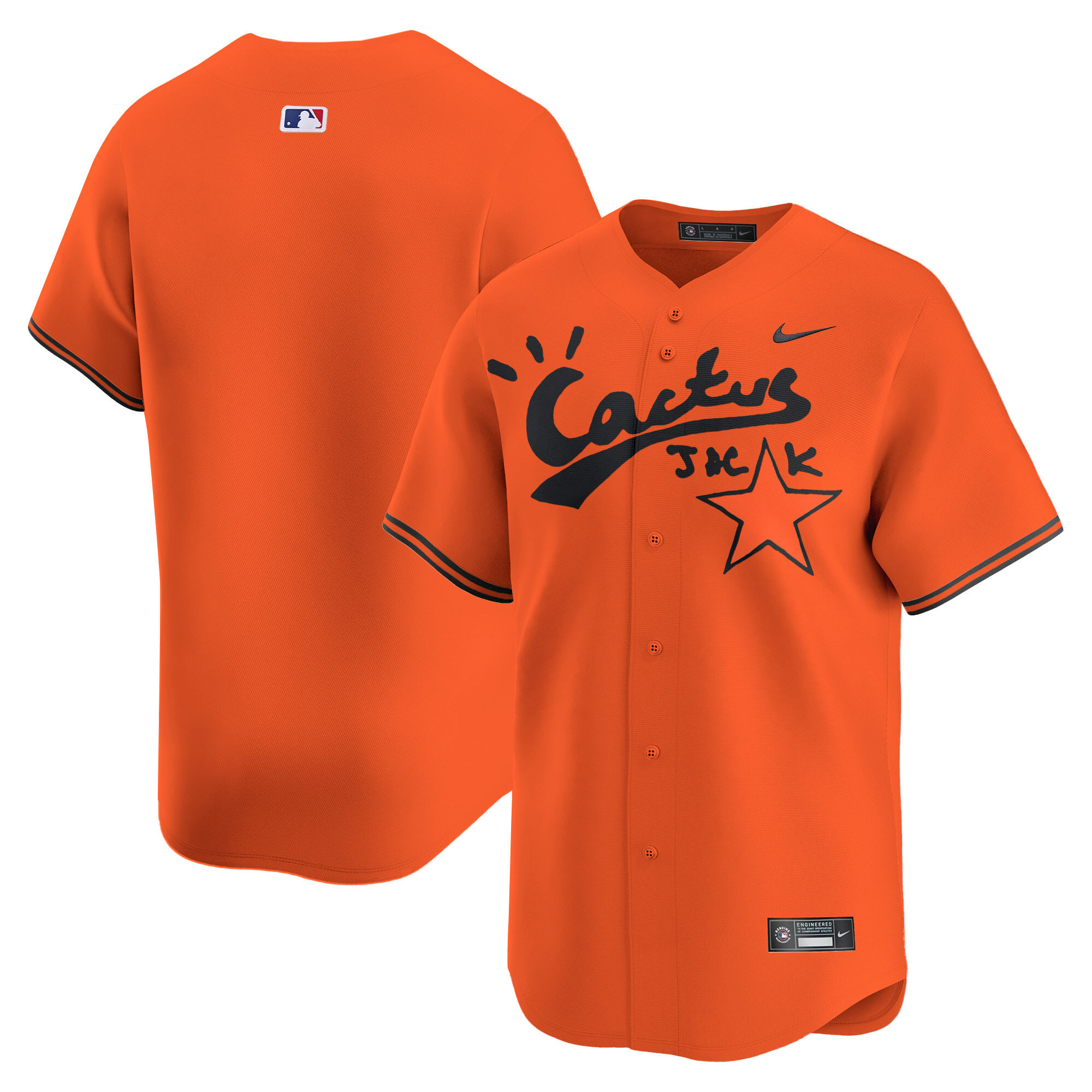 Team Men's Houston Astros Cactus Jack Vapor Premier Limited V2 Orange Jersey - All Stitched