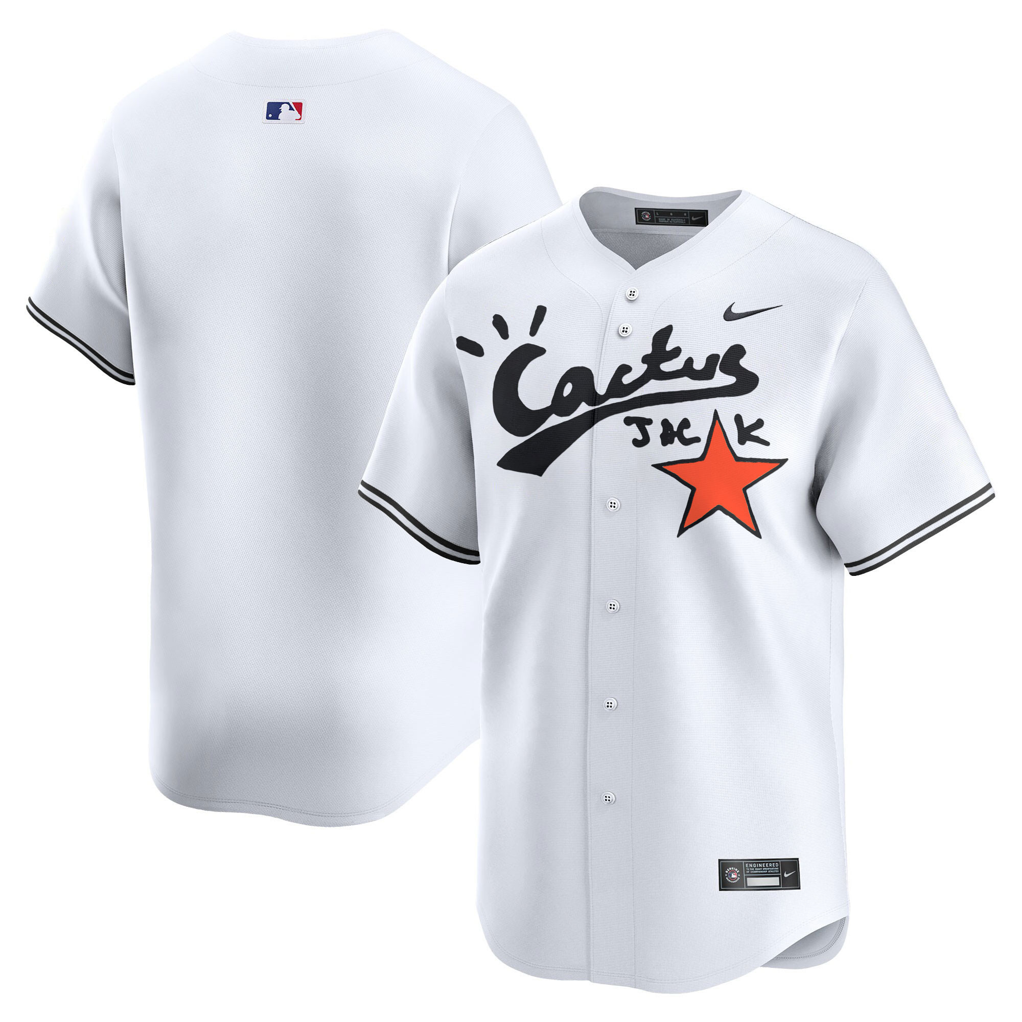 Team Men's Houston Astros Cactus Jack Vapor Premier Limited V2 White Jersey - All Stitched