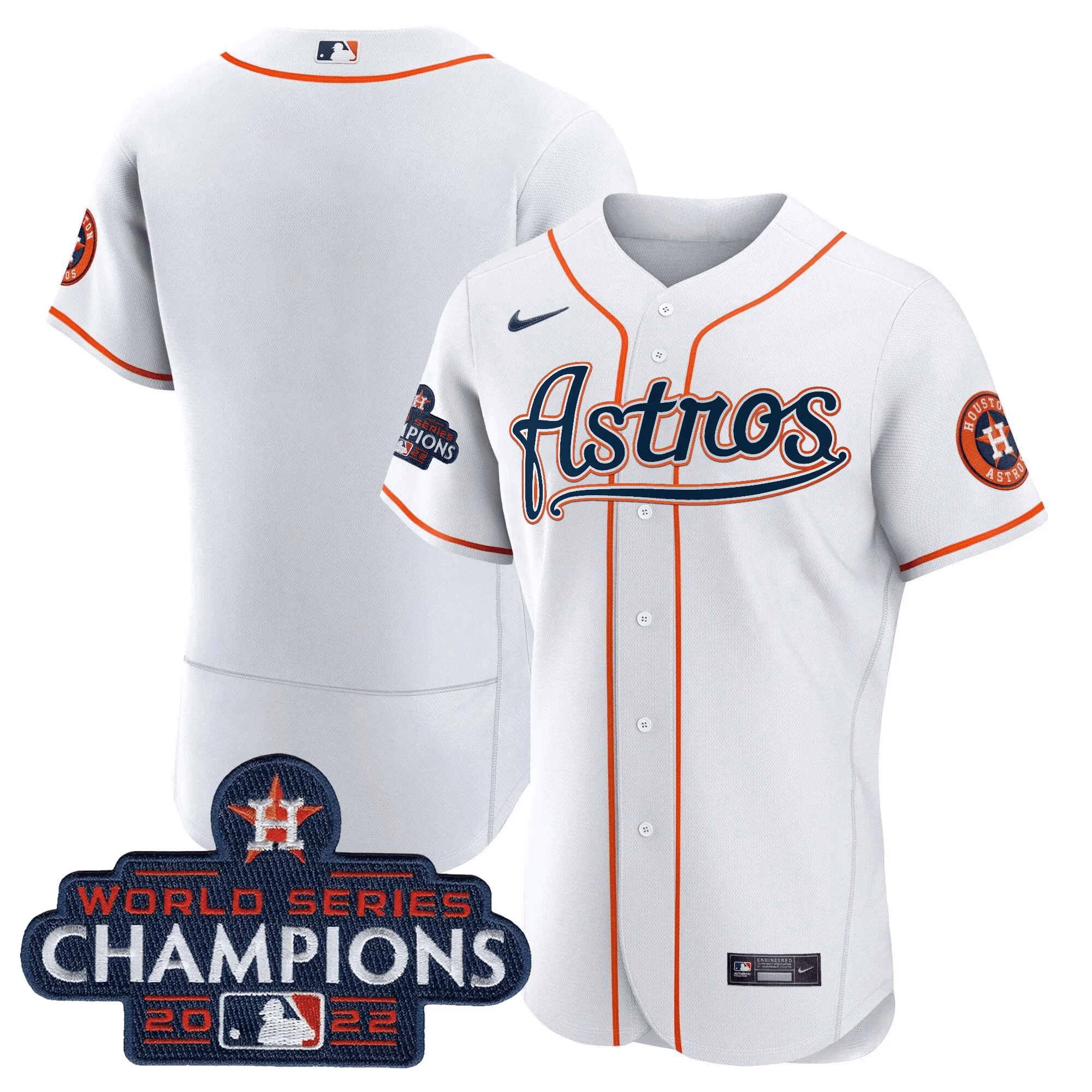 Team Men's Houston Astros Champions & Throwback Patch Gold V2 Flex Home Jersey - All Stitched