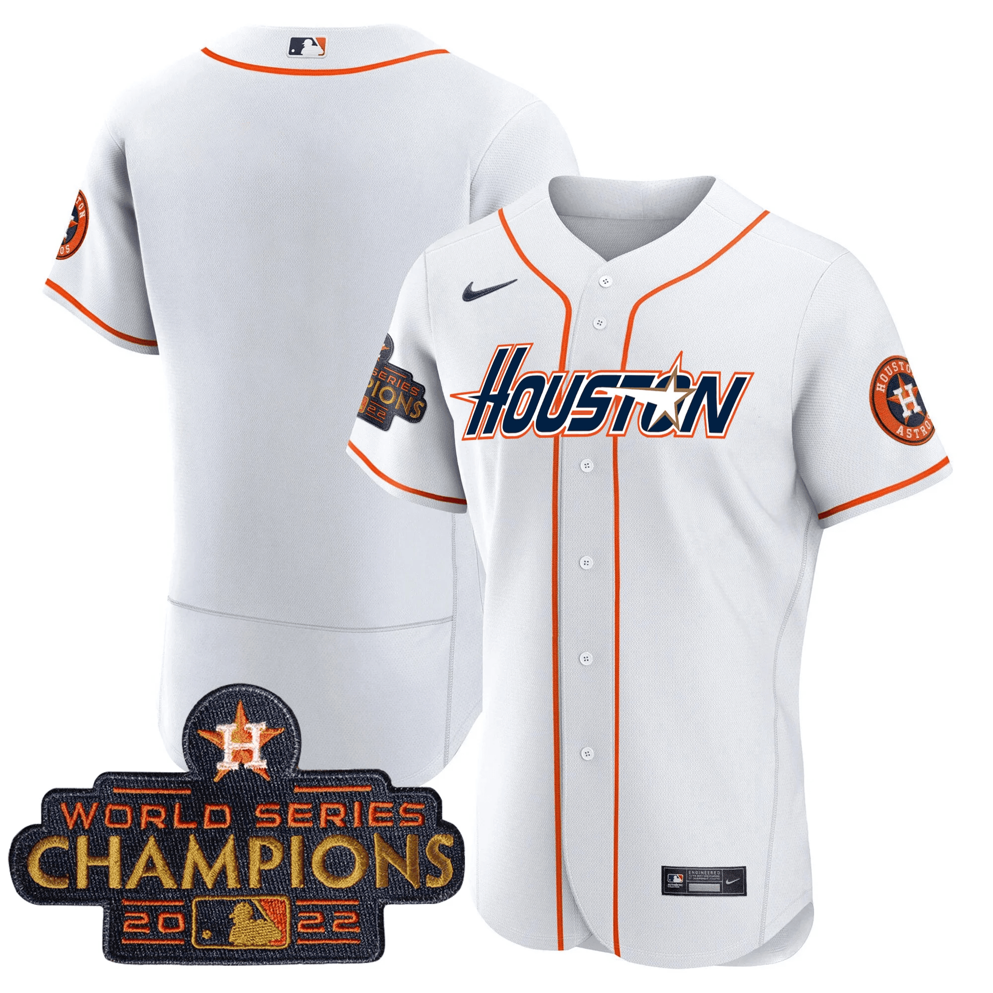 Team Men's Houston Astros Gray & Gold 2023 Champions Patch Flex Home Jersey - All Stitched