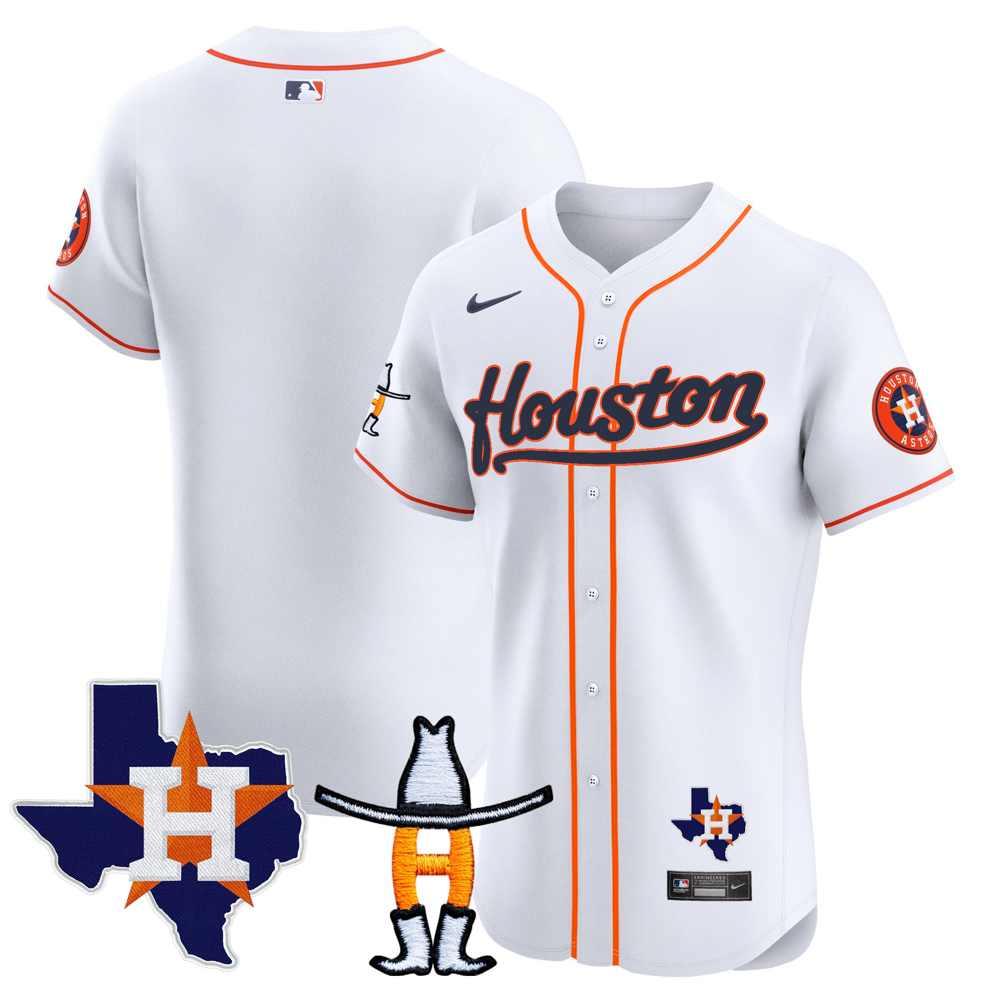 Team Men's Houston Astros Houston Rodeo Patch Vapor Premier Elite Home Jersey - All Stitched