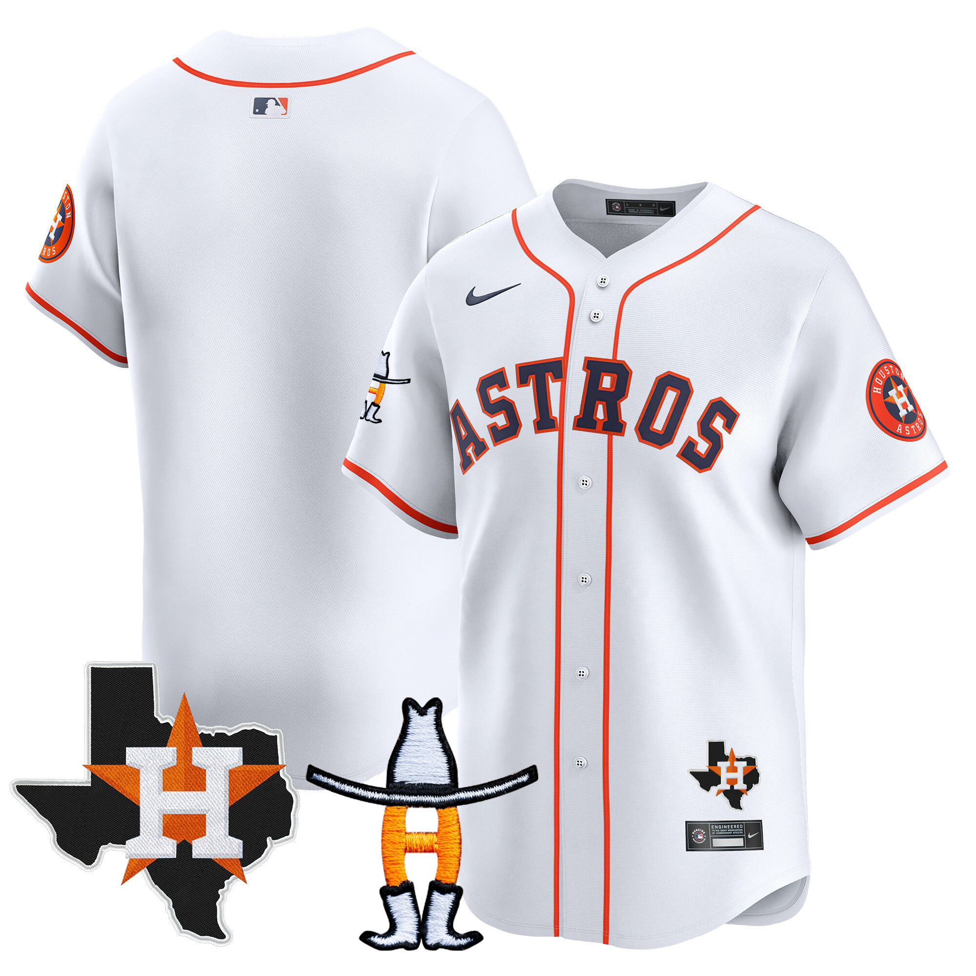 Team Men's Houston Astros Houston Rodeo Patch Vapor Premier Limited V2 Home Jersey - All Stitched