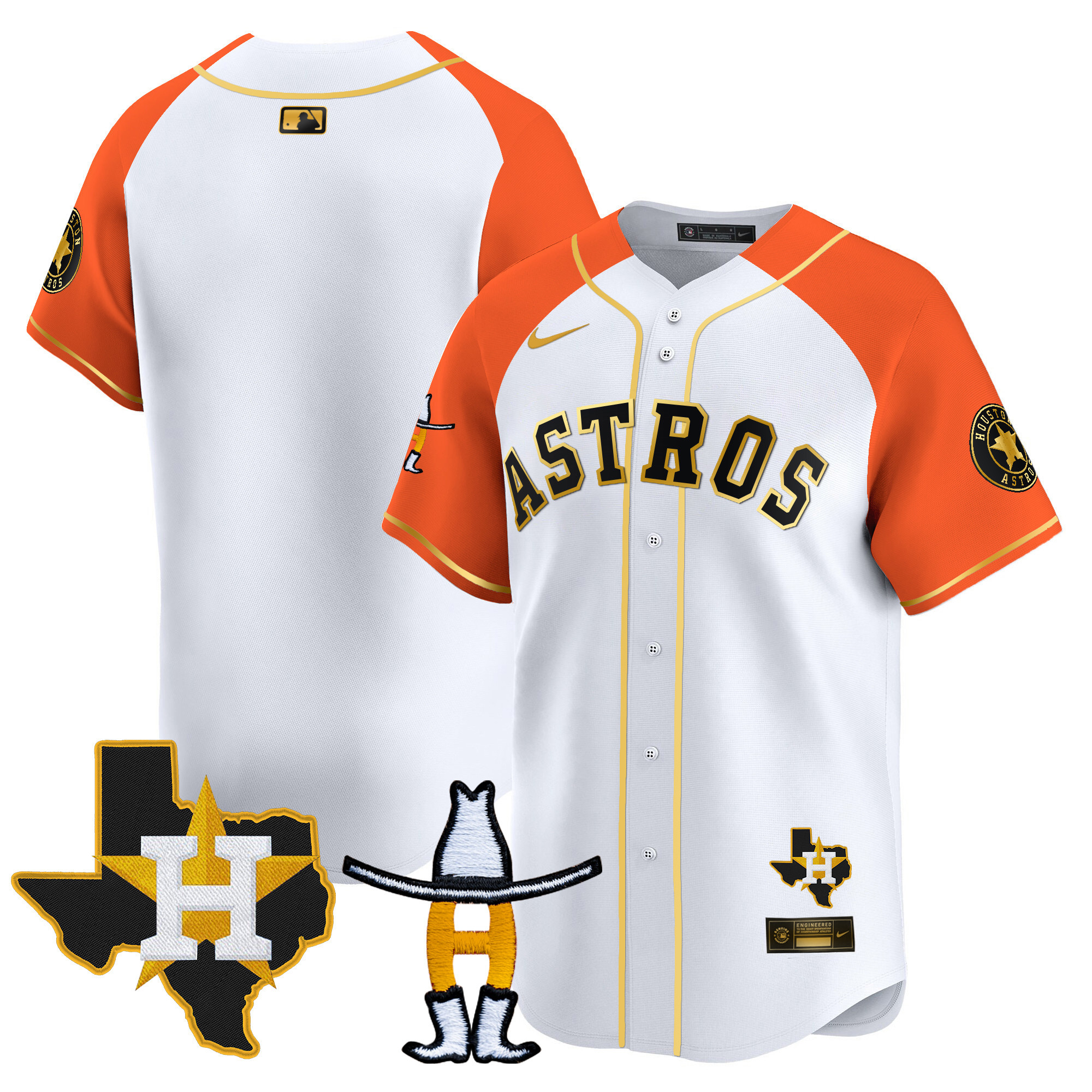 Team Men's Houston Astros Houston Rodeo Patch Vapor Premier Limited V2 White Alternate Jersey - All Stitched
