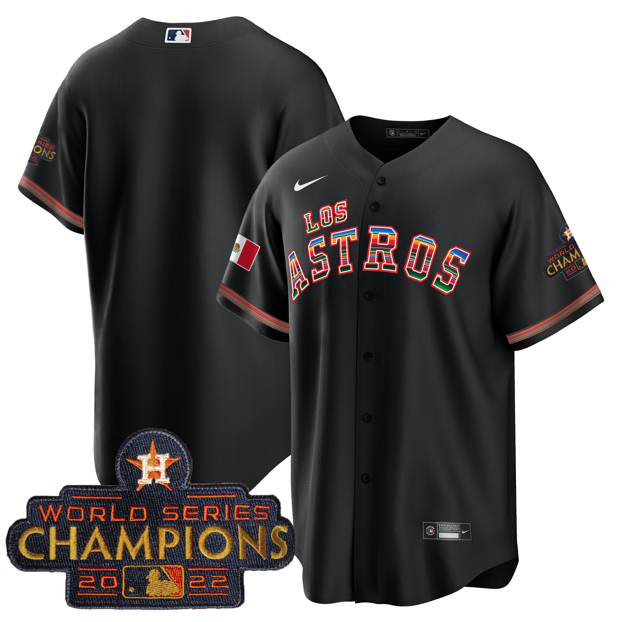 Team Men's Houston Astros Los Houston Astros Mexico Black Jersey - All Stitched