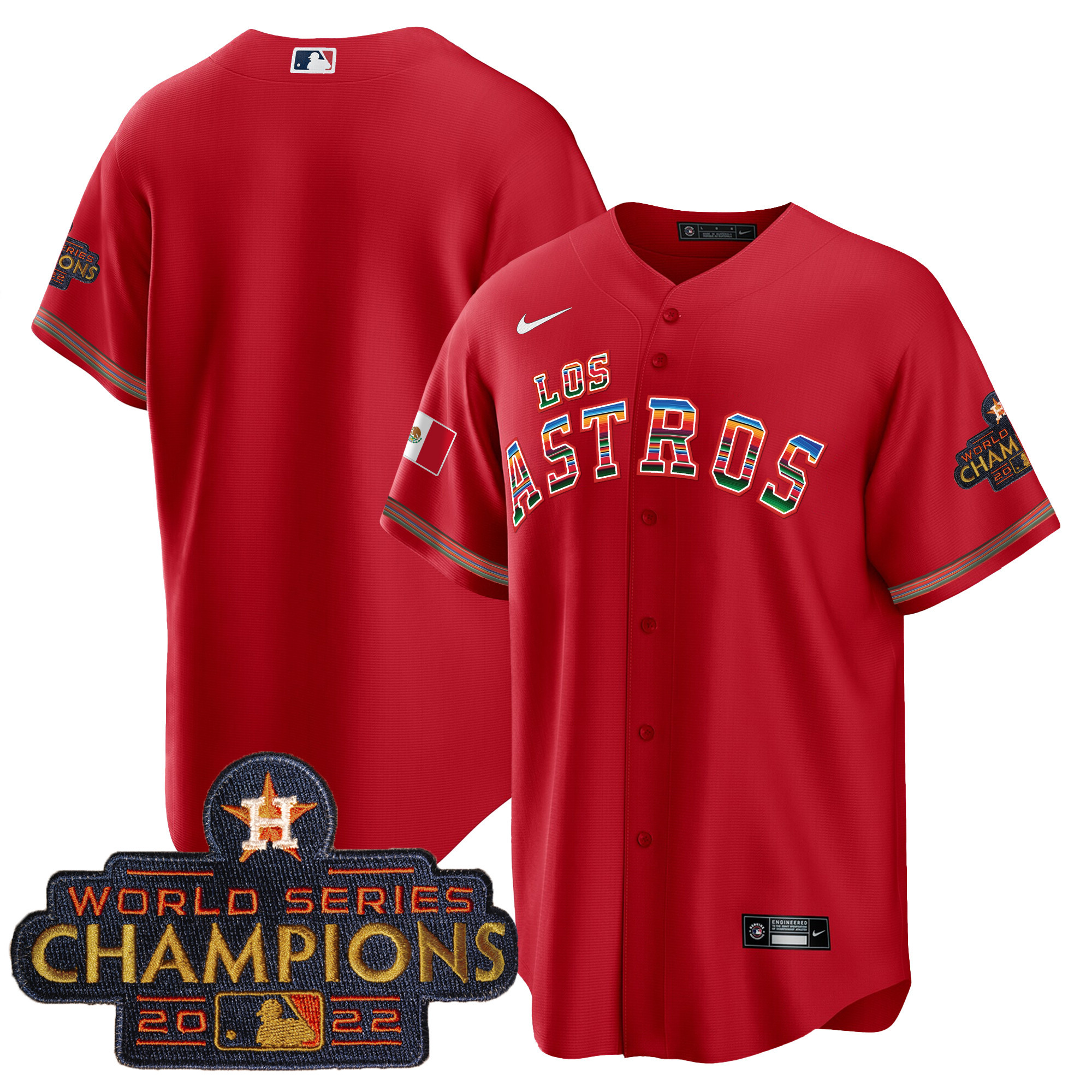 Team Men's Houston Astros Los Houston Astros Mexico Red Jersey - All Stitched
