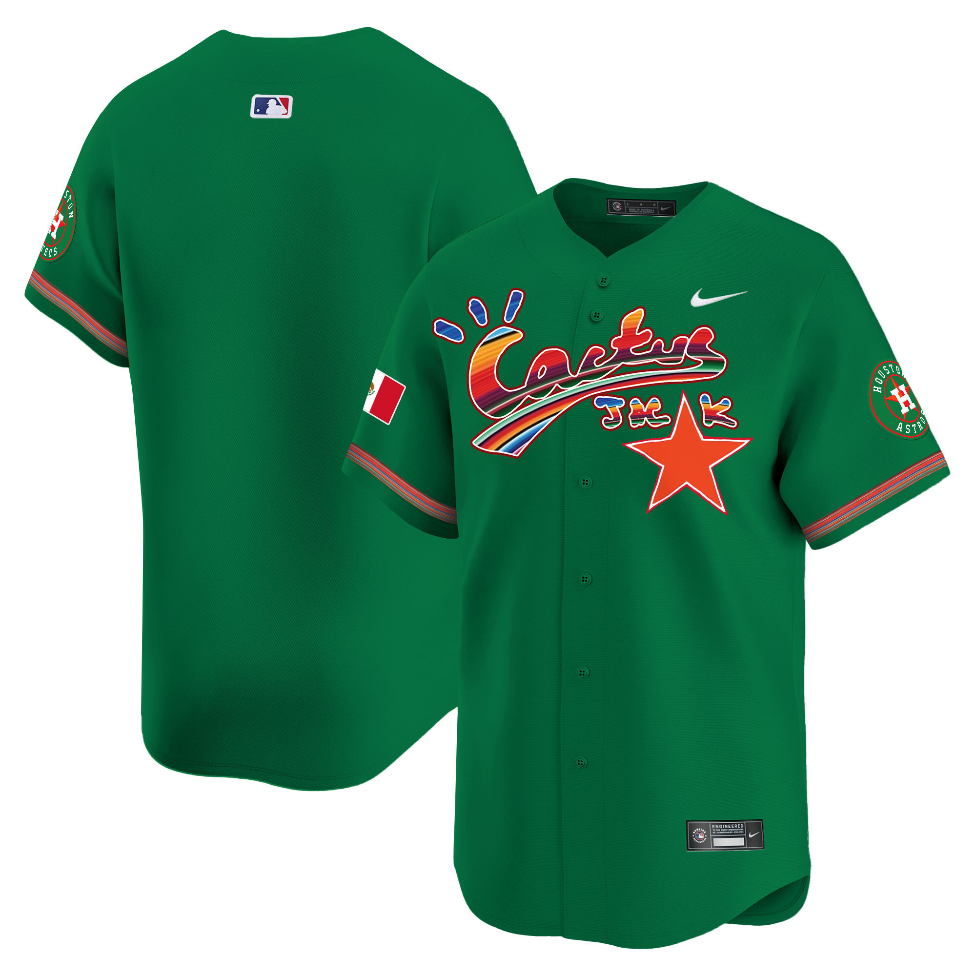 Team Men's Houston Astros Mexico Cactus Jack Vapor Premier Limited Green Jersey - All Stitched