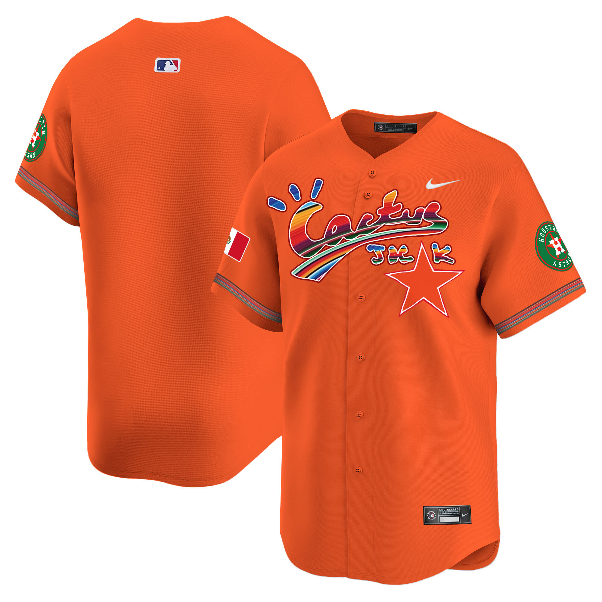 Team Men's Houston Astros Mexico Cactus Jack Vapor Premier Limited Orange Jersey - All Stitched