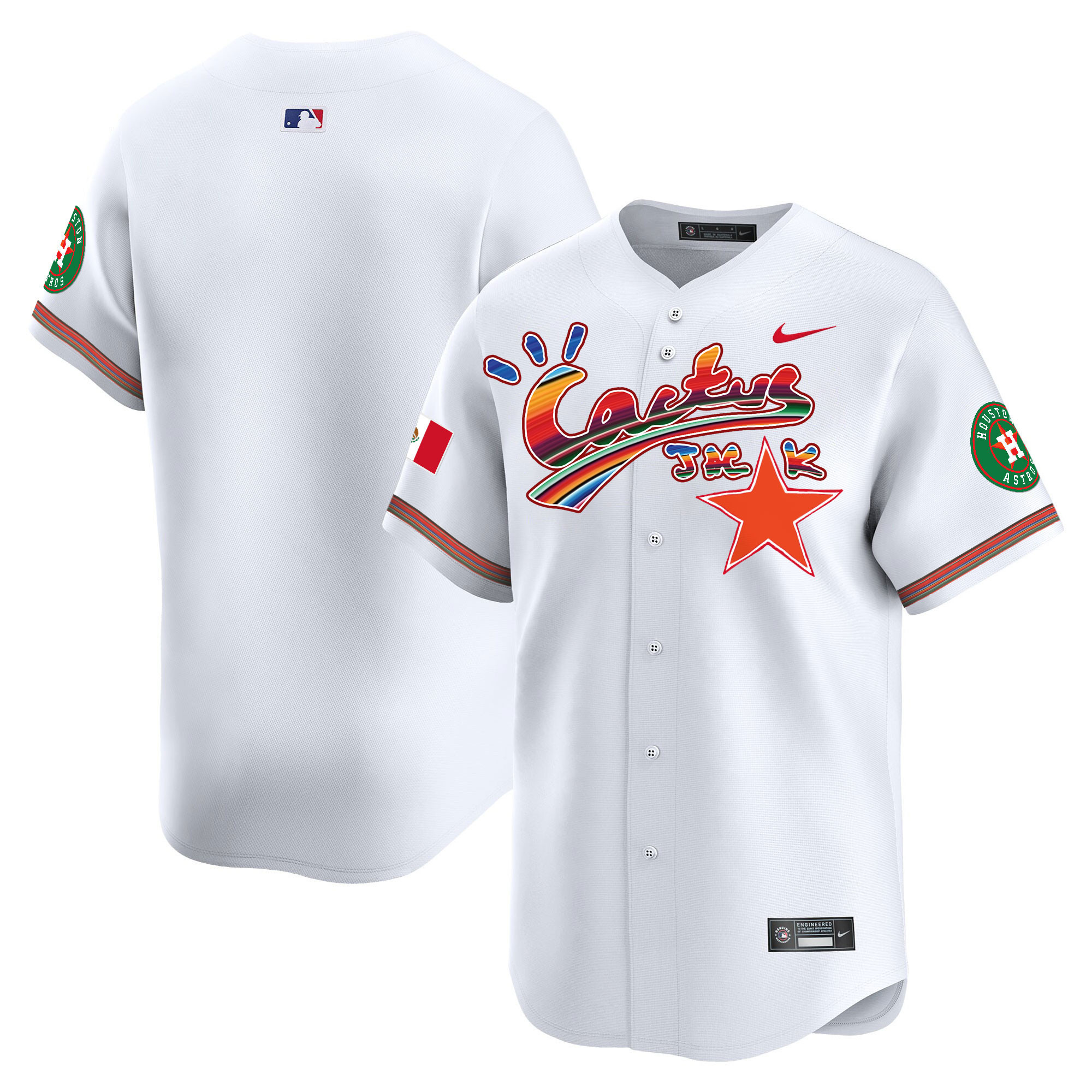 Team Men's Houston Astros Mexico Cactus Jack Vapor Premier Limited White Jersey - All Stitched