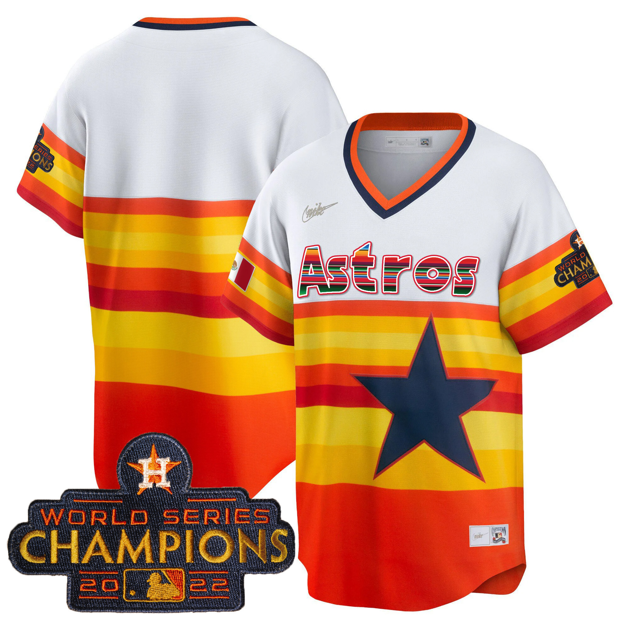 Team Men's Houston Astros Mexico Cool Base Limited V2 1980'S Throwback Jersey - All Stitched