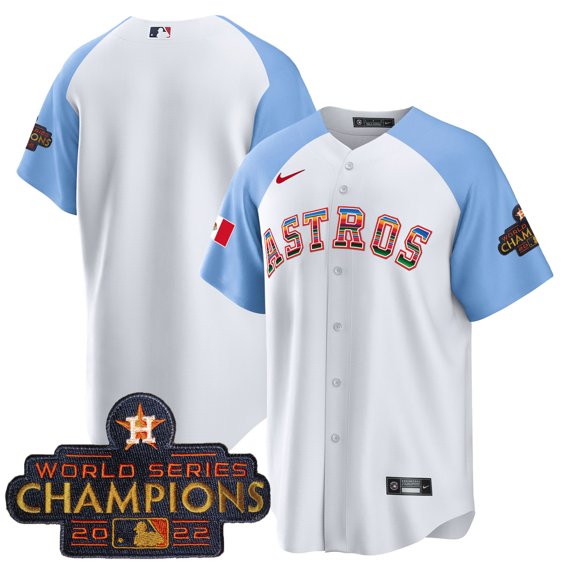 Team Men's Houston Astros Mexico Cool Base Limited V2 Blue Alternate Jersey - All Stitched