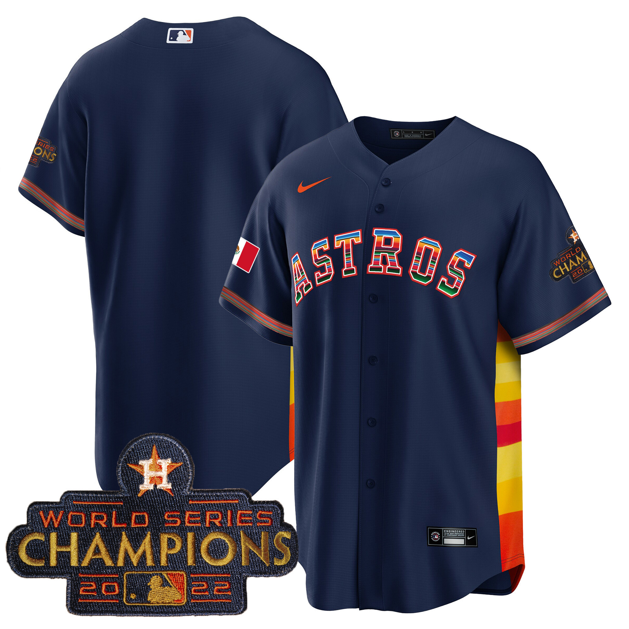 Team Men's Houston Astros Mexico Cool Base Limited V2 Navy Alternate Jersey - All Stitched
