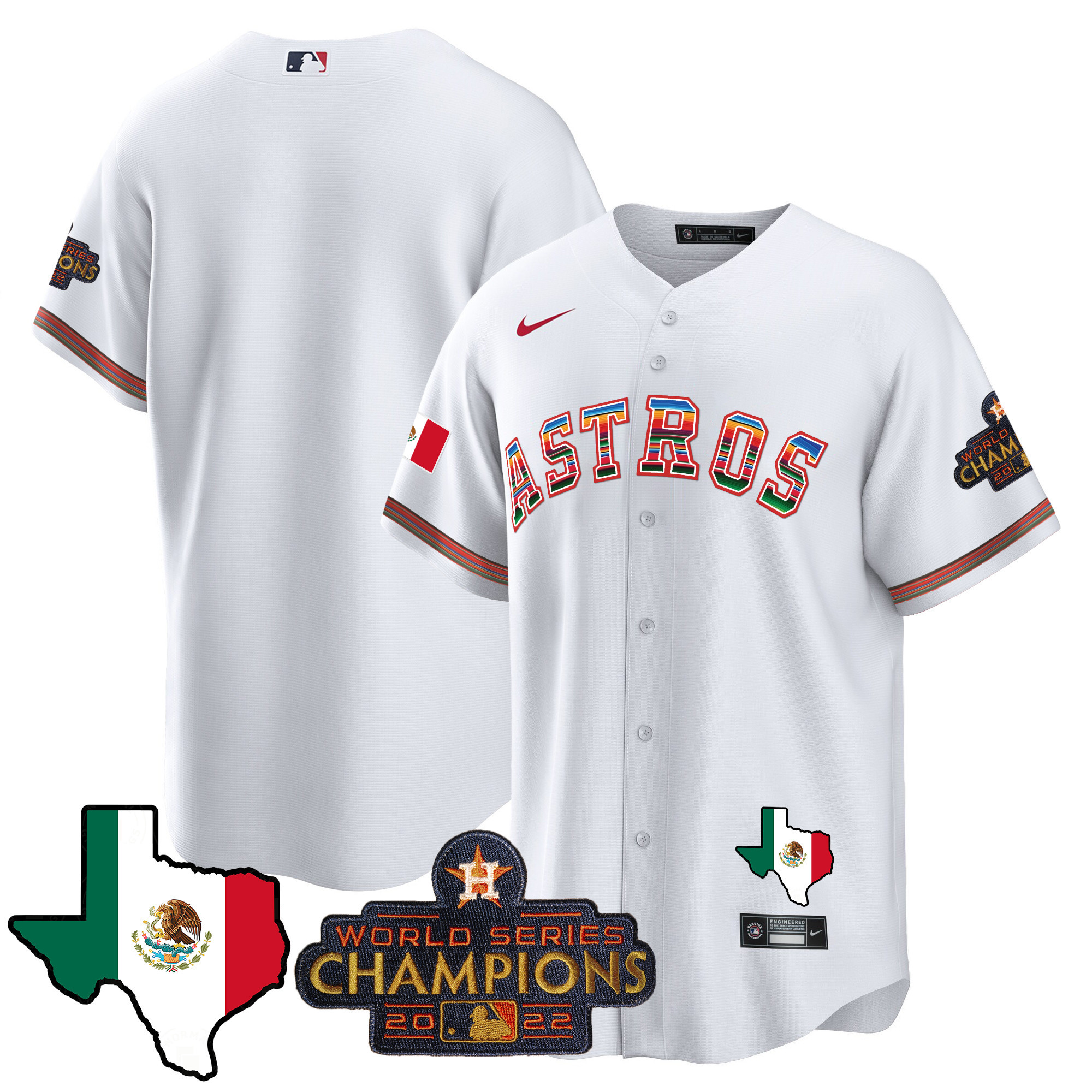 Team Men's Houston Astros Mexico Texas Map Cool Base White Jersey - All Stitched