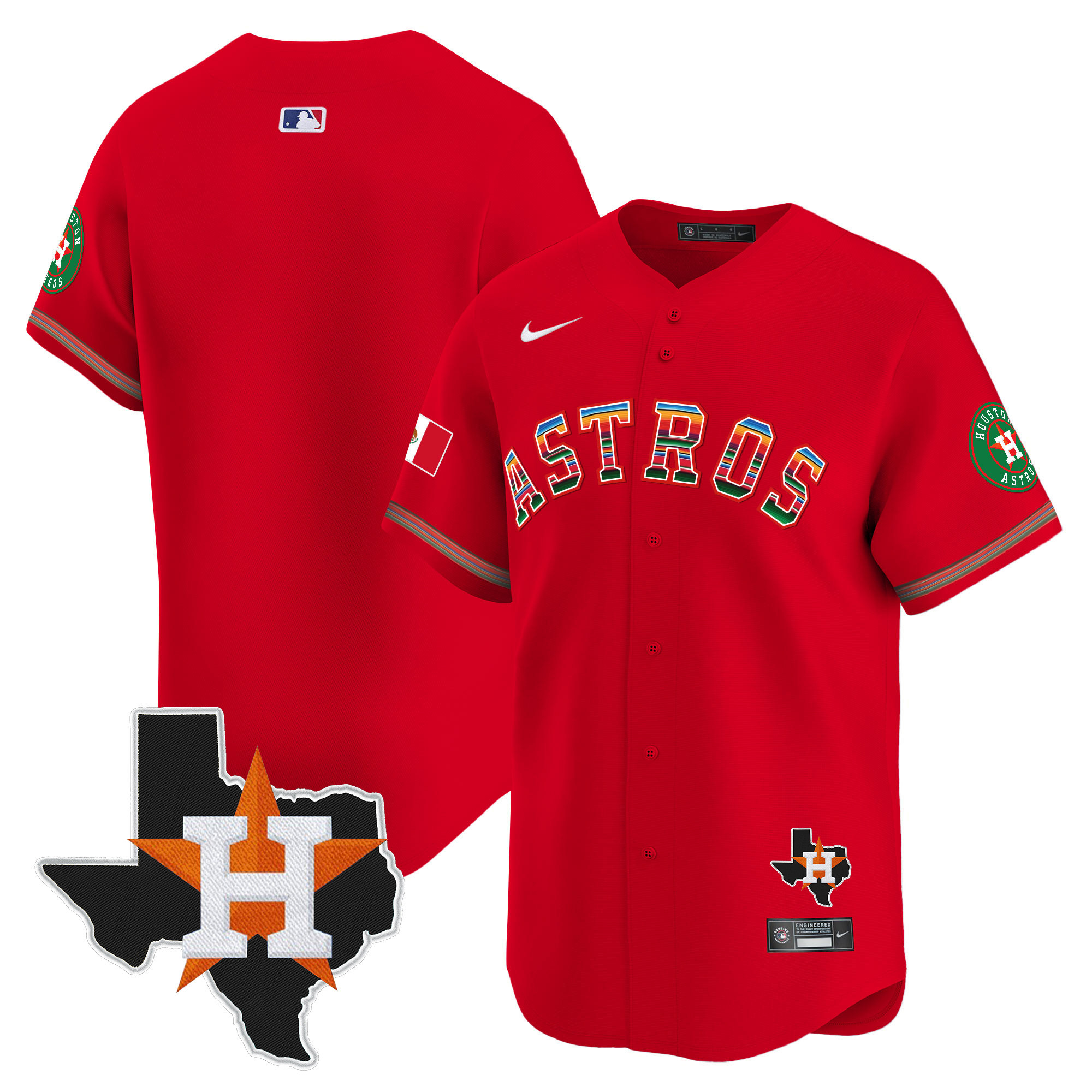Team Men's Houston Astros Mexico Texas Patch Vapor Premier Limited Red Jersey - All Stitched