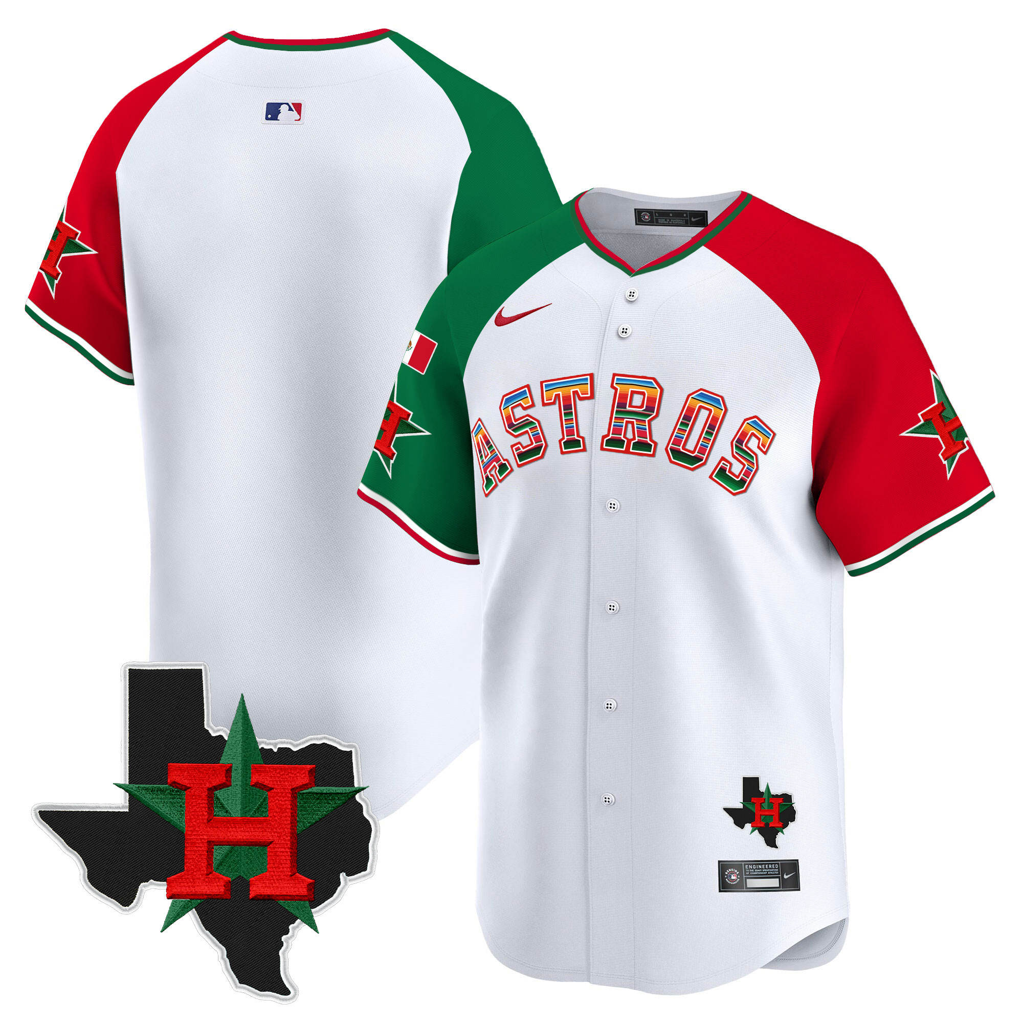 Team Men's Houston Astros Mexico Texas Patch Vapor Premier Limited V2 Alternate Jersey - All Stitched