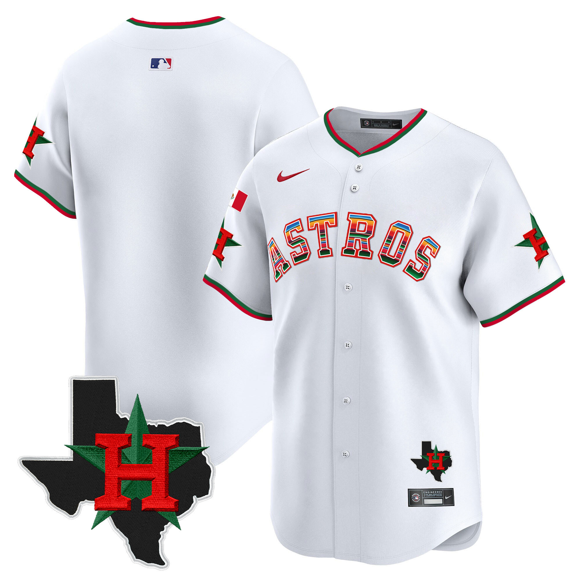 Team Men's Houston Astros Mexico Texas Patch Vapor Premier Limited V2 White Jersey - All Stitched