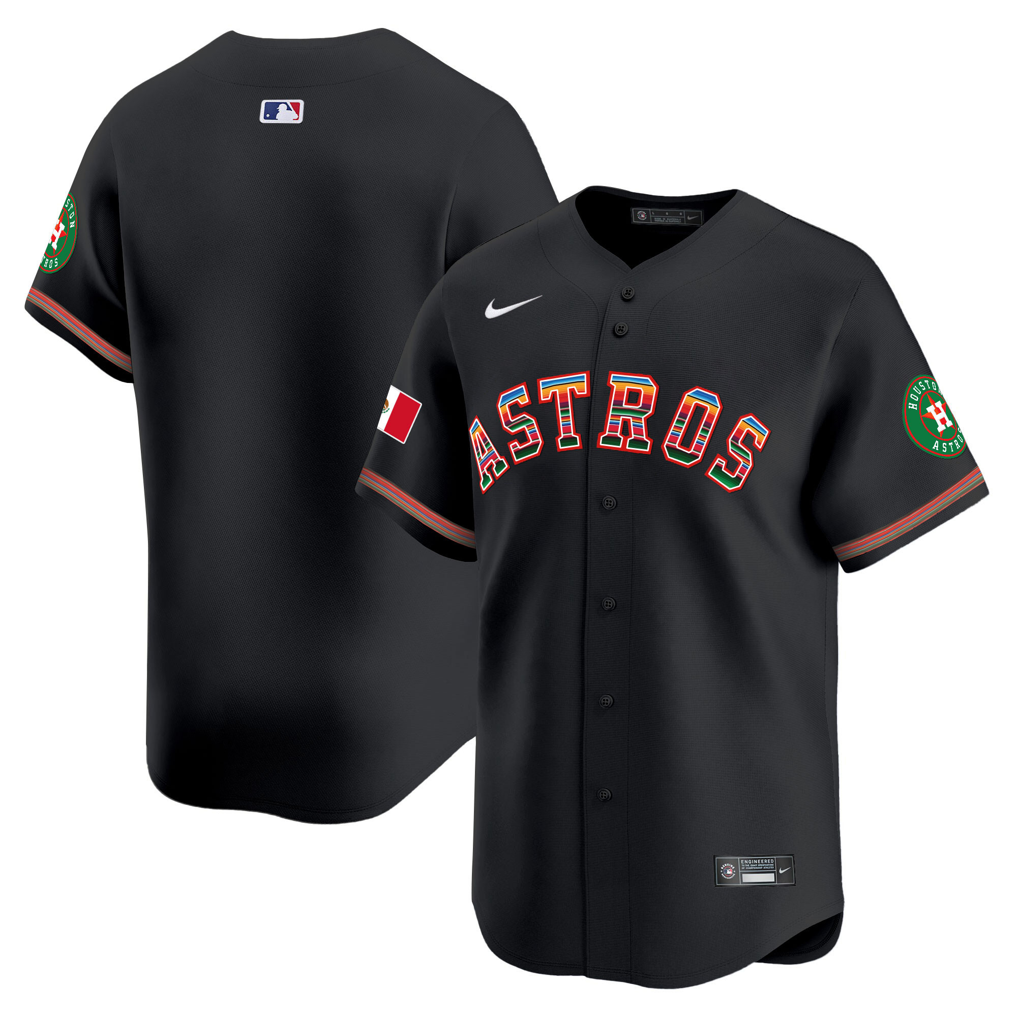 Team Men's Houston Astros Mexico Vapor Premier Limited Black Jersey - All Stitched