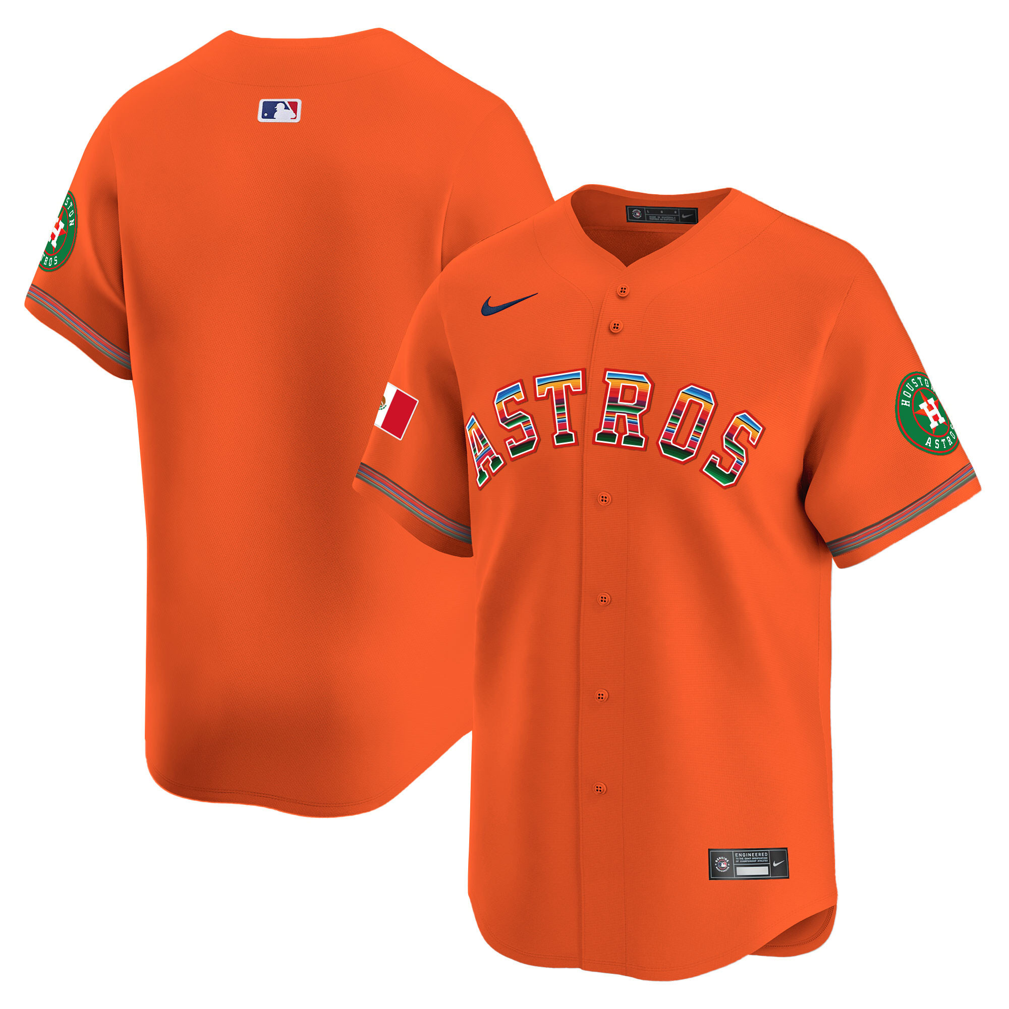 Team Men's Houston Astros Mexico Vapor Premier Limited Orange Jersey - All Stitched