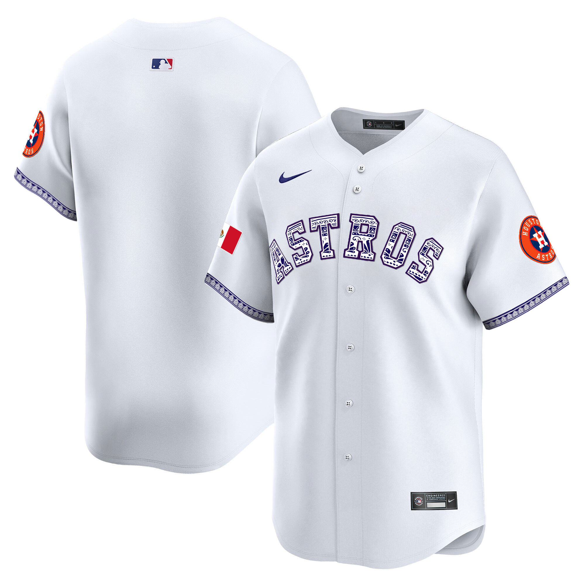 Team Men's Houston Astros Mexico Vapor Premier Limited V2 White Jersey - All Stitched