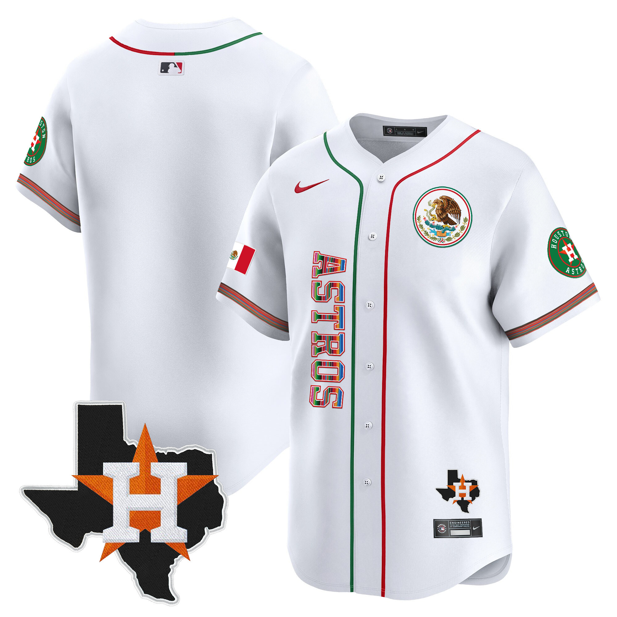 Team Men's Houston Astros Mexico Vapor Premier Limited V4 White Jersey - All Stitched