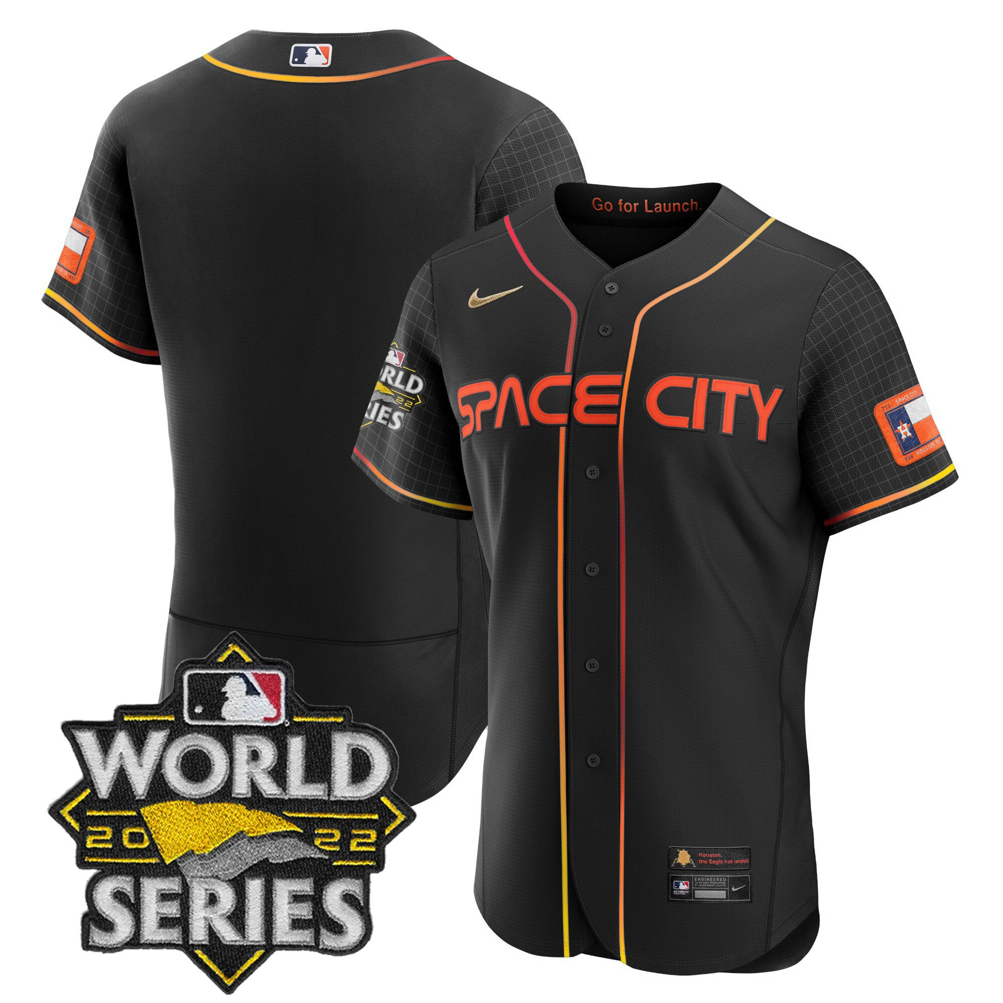 Team Men's Houston Astros Space City Black & White Flex Black Jersey - All Stitched