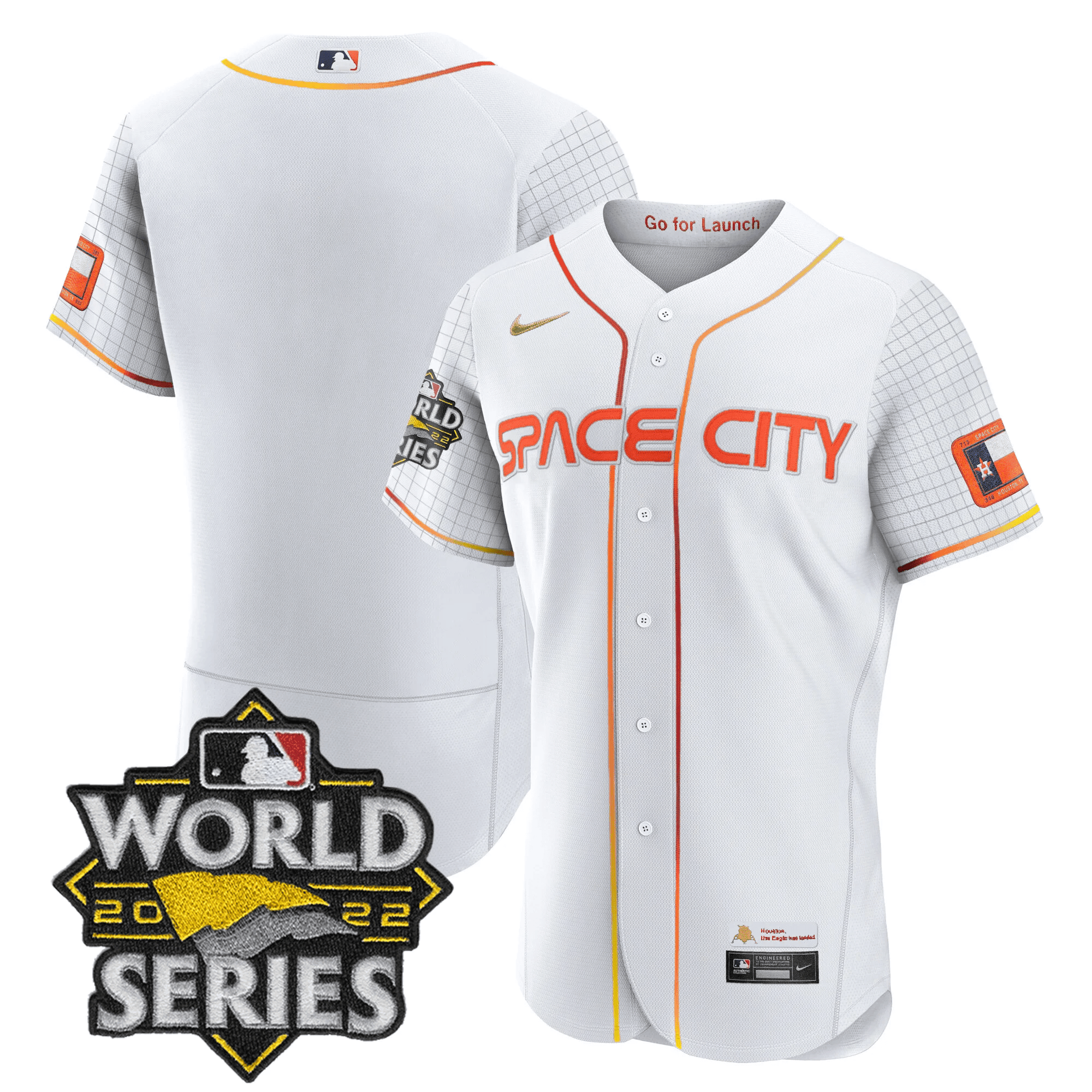 Team Men's Houston Astros Space City Black & White Flex White Jersey - All Stitched