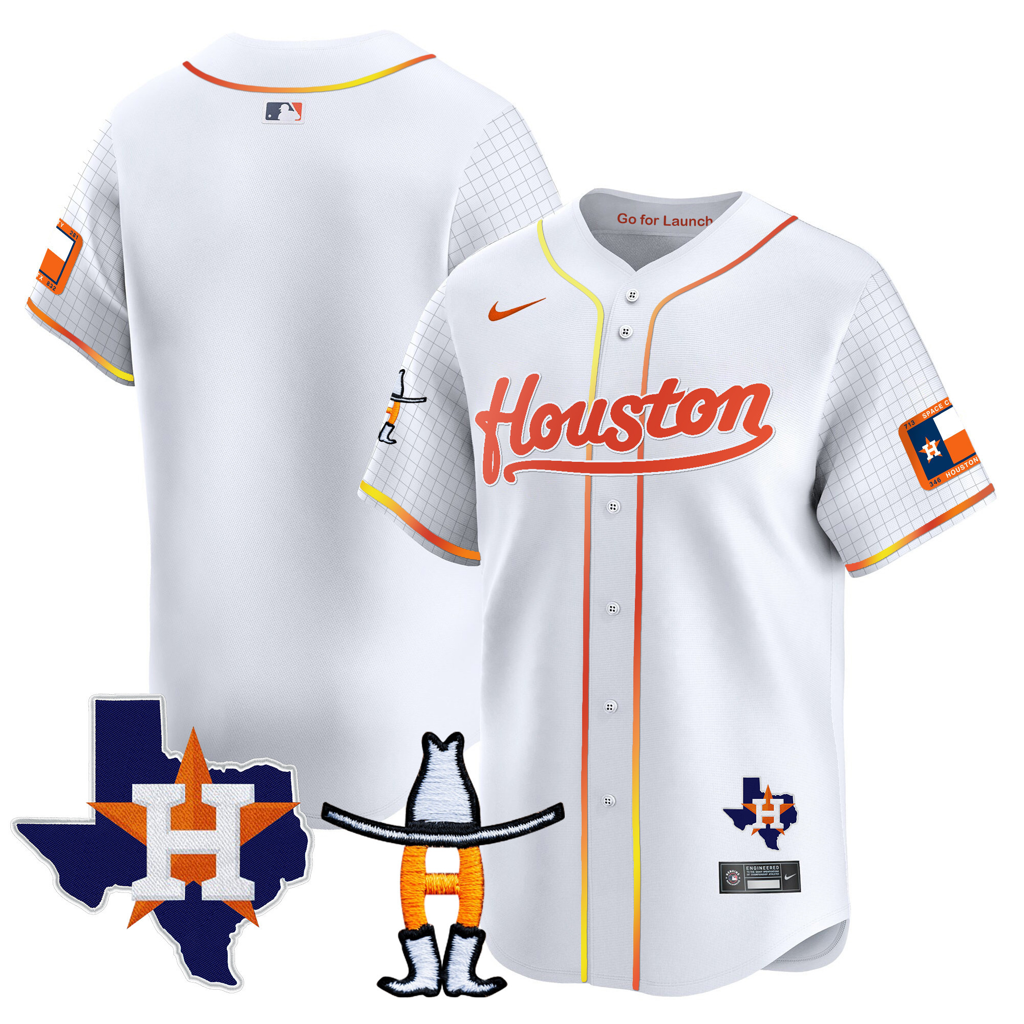 Team Men's Houston Astros Space City Houston Rodeo Patch Vapor Premier Limited White Jersey - All Stitched