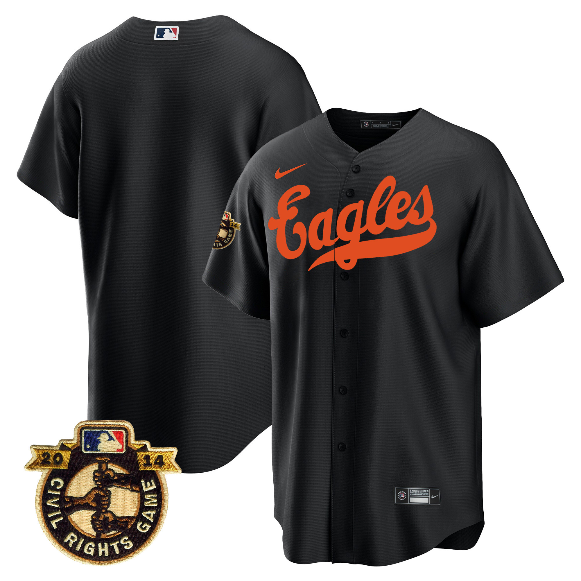 Team Men's Houston Astros Throwback 1950 Houston Eagles Black Jersey - All Stitched
