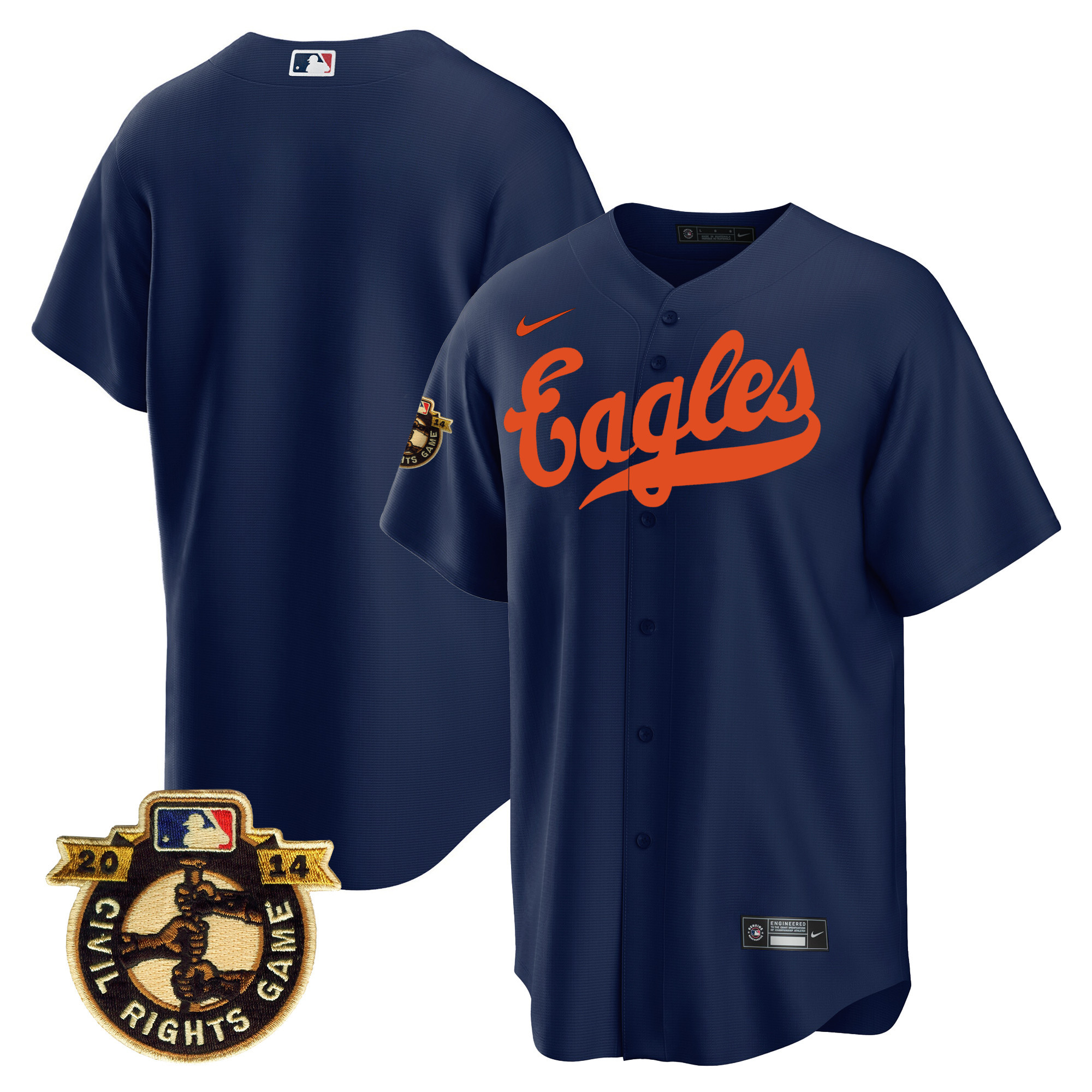 Team Men's Houston Astros Throwback 1950 Houston Eagles Navy Jersey - All Stitched