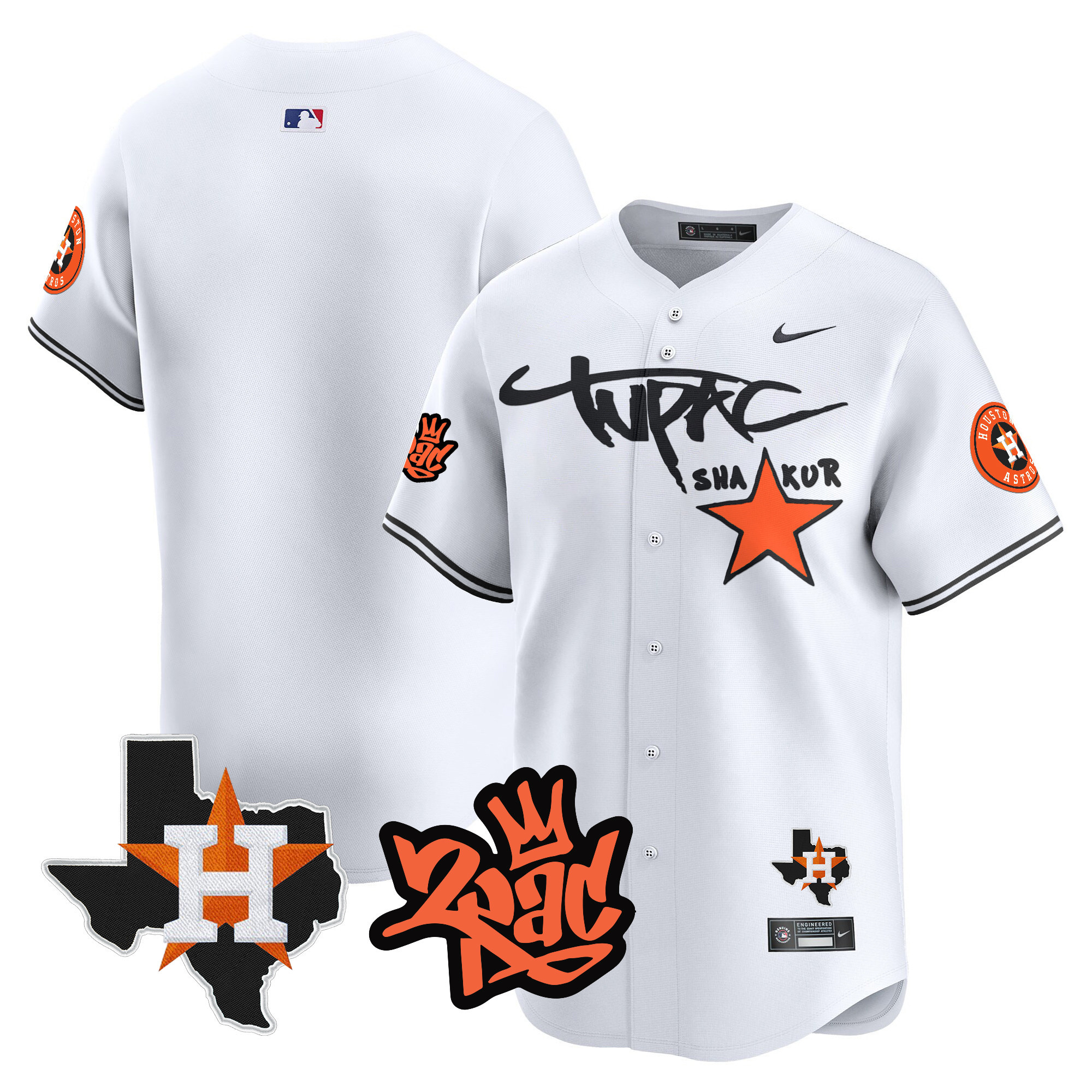 Team Men's Houston Astros Tupac Shakur Vapor Premier Limited White Jersey - All Stitched