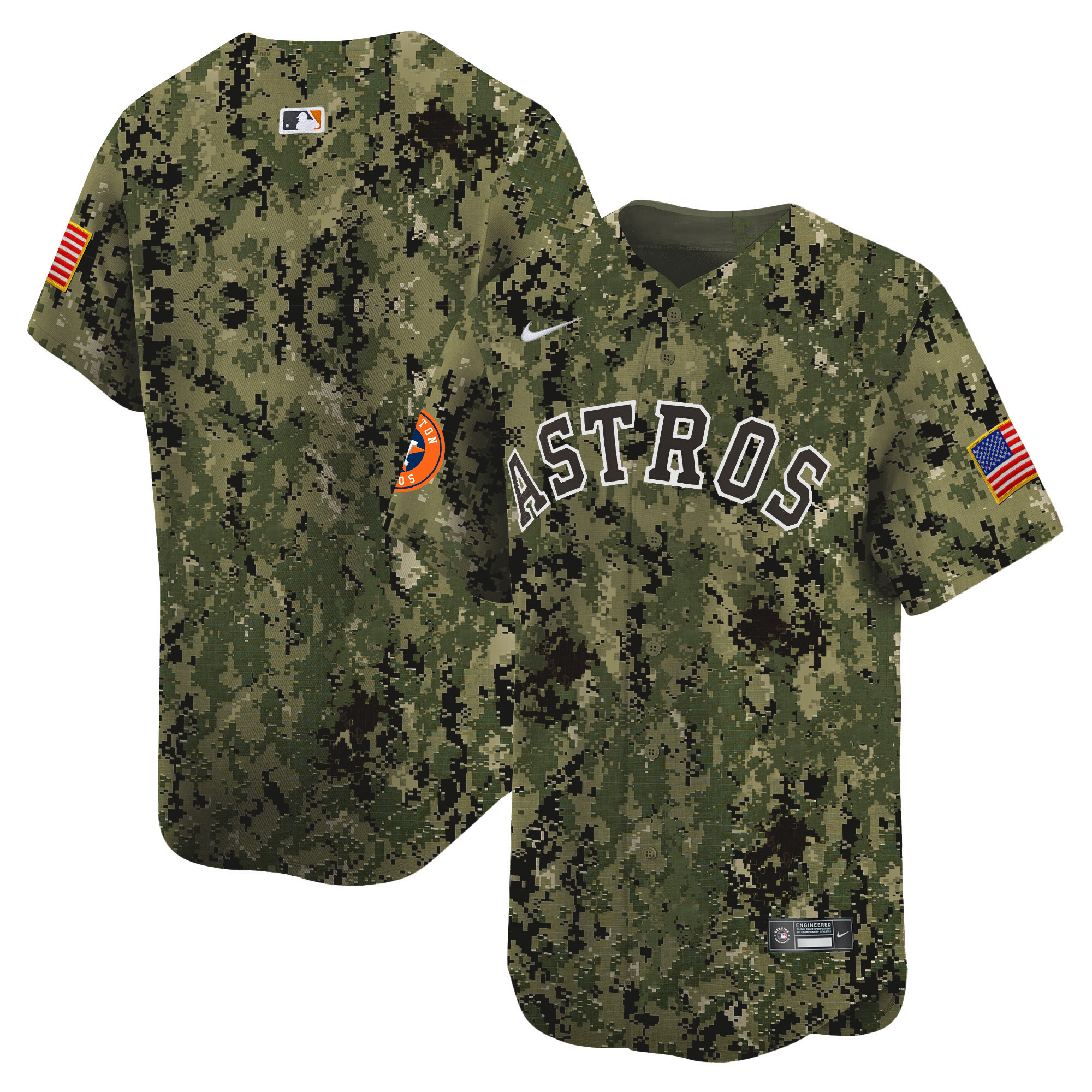 Team Men's Houston Astros USMC Alternate Vapor Premier Limited Woodland Jersey - All Stitched