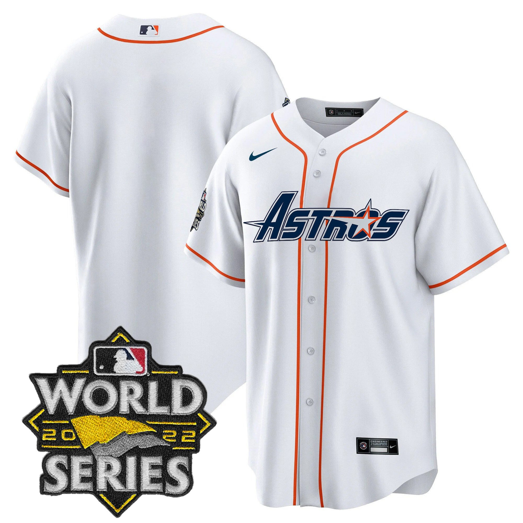 Team Men's Houston Astros World Series & Throwback Patch Gold Cool Home Jersey - All Stitched