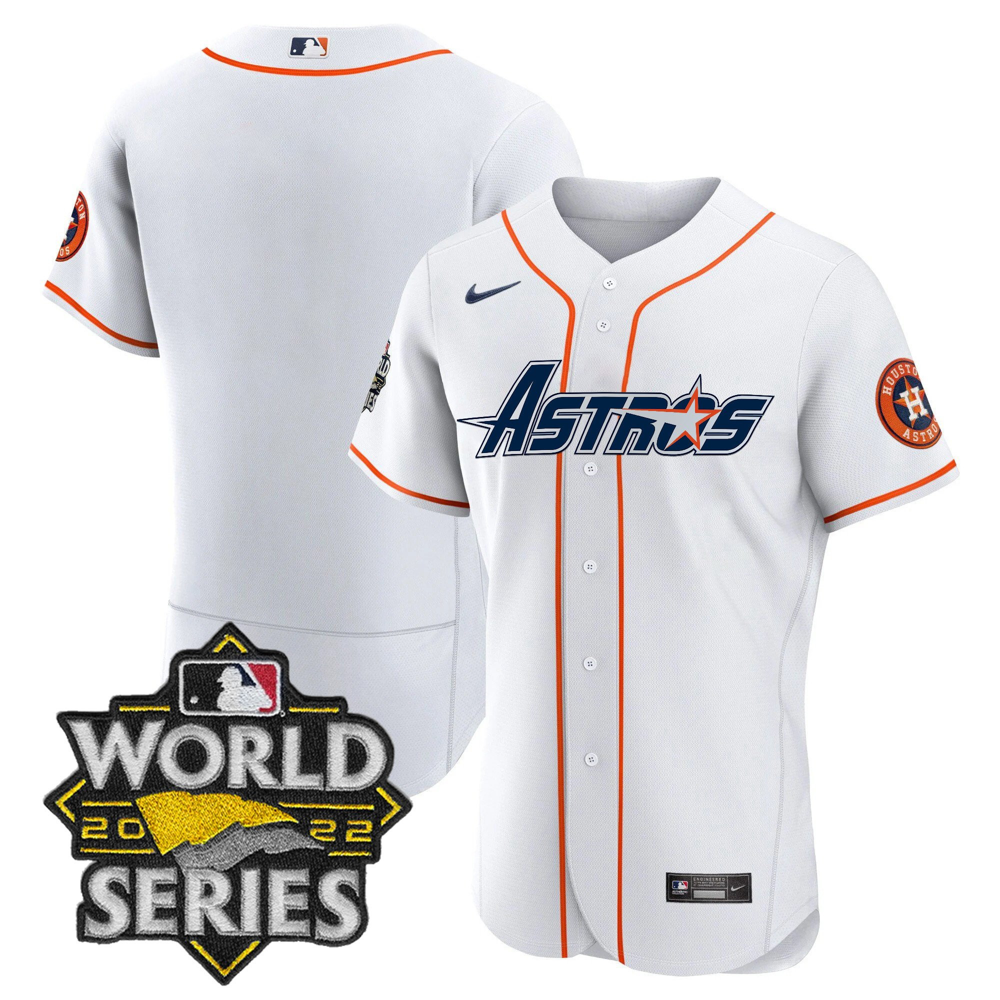 Team Men's Houston Astros World Series & Throwback Patch Gold Flex Home Jersey - All Stitched