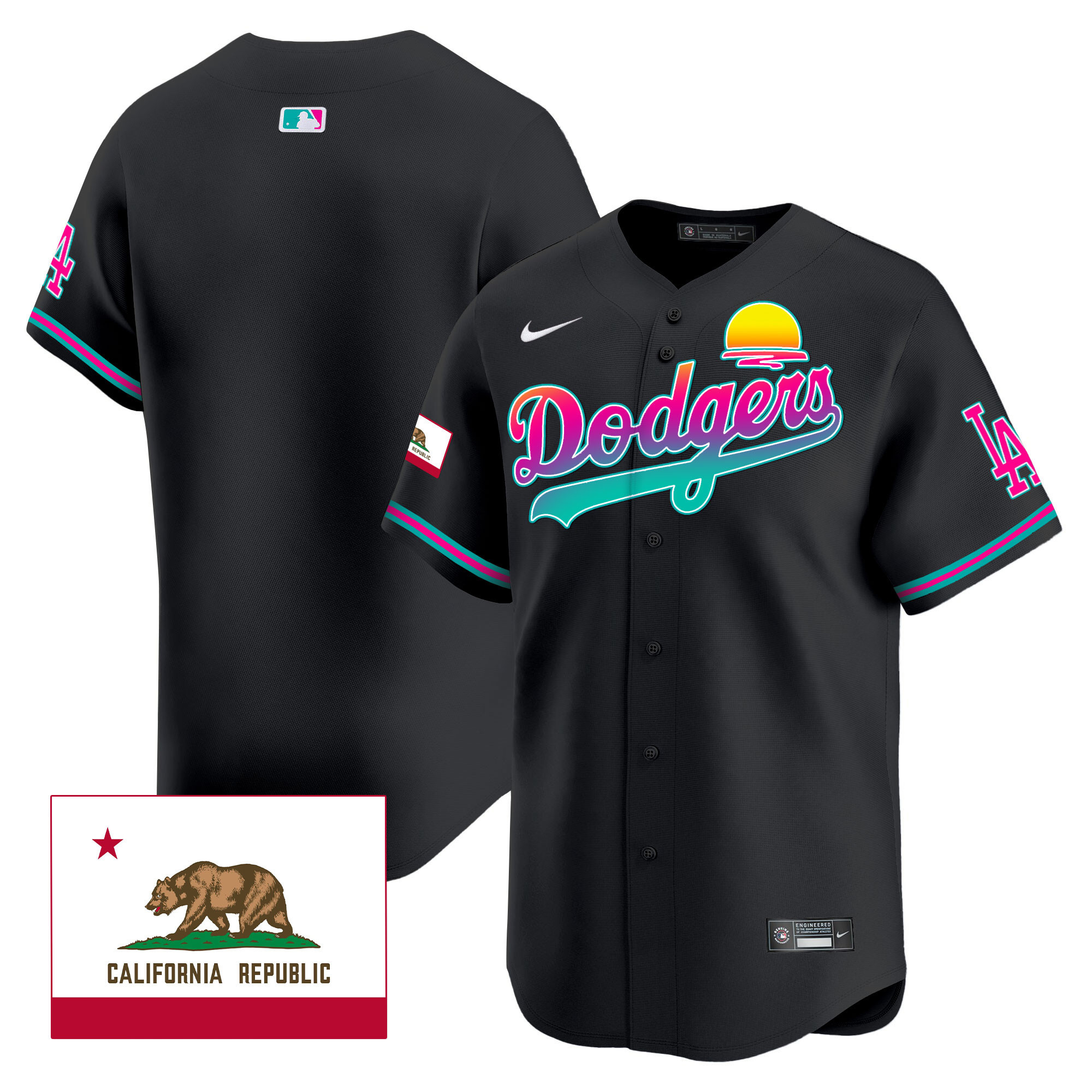 Team Men's Los Angeles Dodgers 2024 Los Angeles City Style Vapor Premier Limited Black Jersey - All Stitched