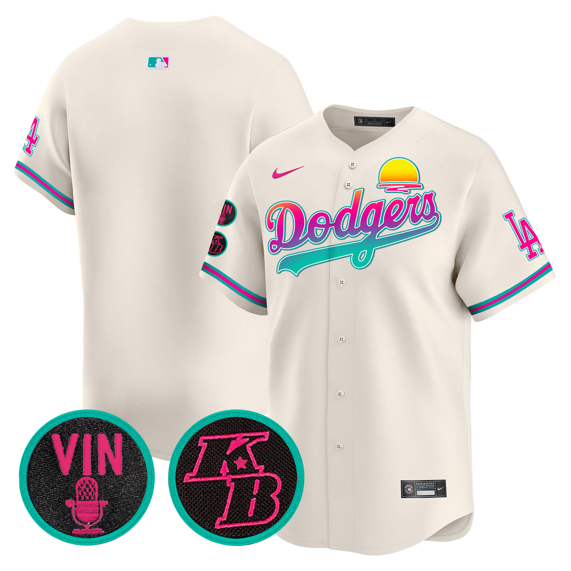 Team Men's Los Angeles Dodgers 2024 Los Angeles City Style Vapor Premier Limited V2 Cream Jersey - All Stitched