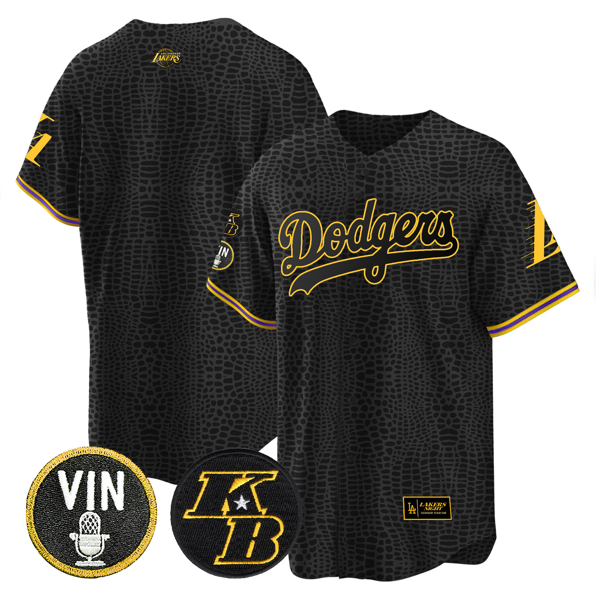 Team Men's Los Angeles Dodgers Bryant & Vin Patch Cool Base Mamba Jersey - All Stitched