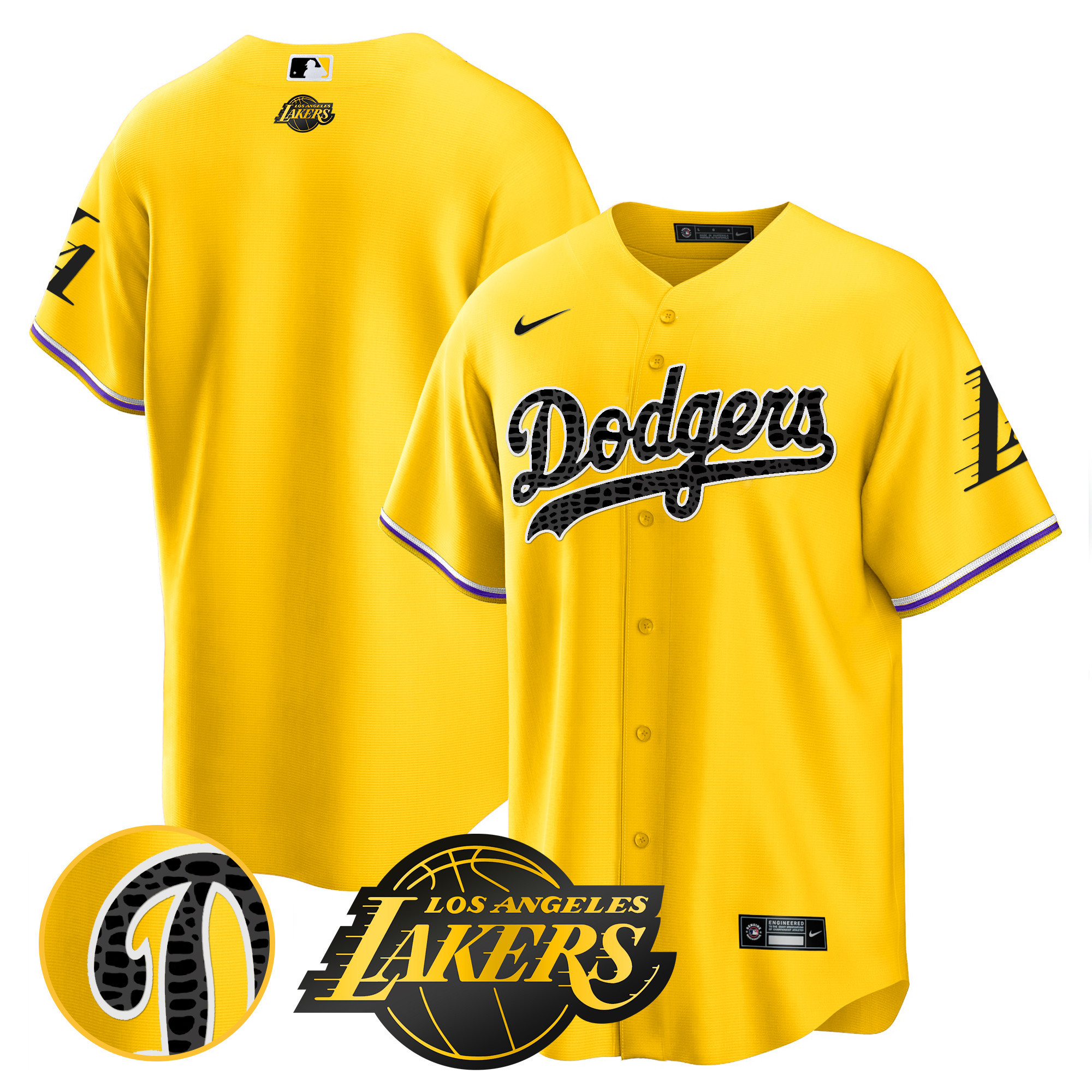 Team Men's Los Angeles Dodgers Cool Base Mamba Gold Jersey - All Stitched