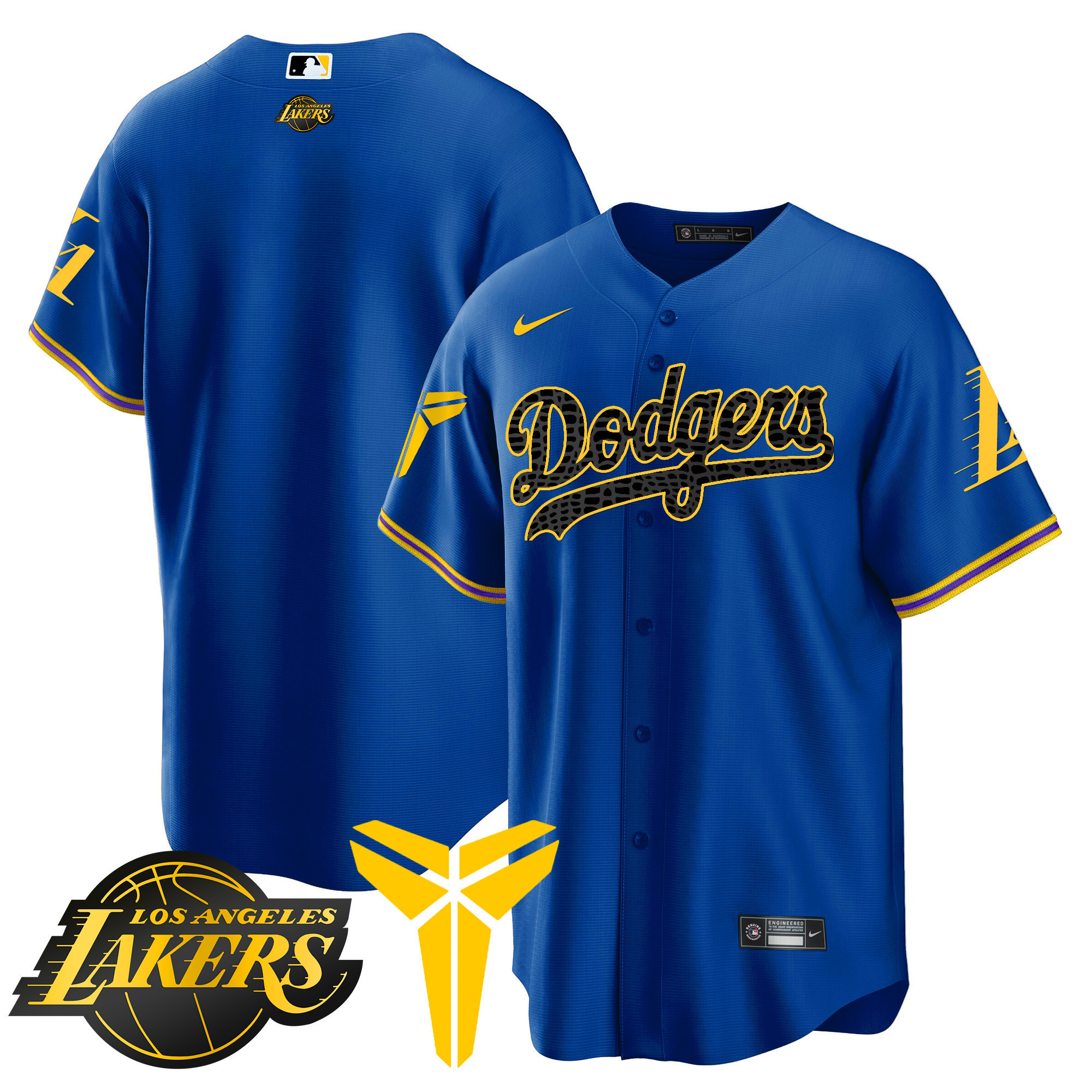 Team Men's Los Angeles Dodgers Cool Base Mamba V2 Royal Jersey - All Stitched