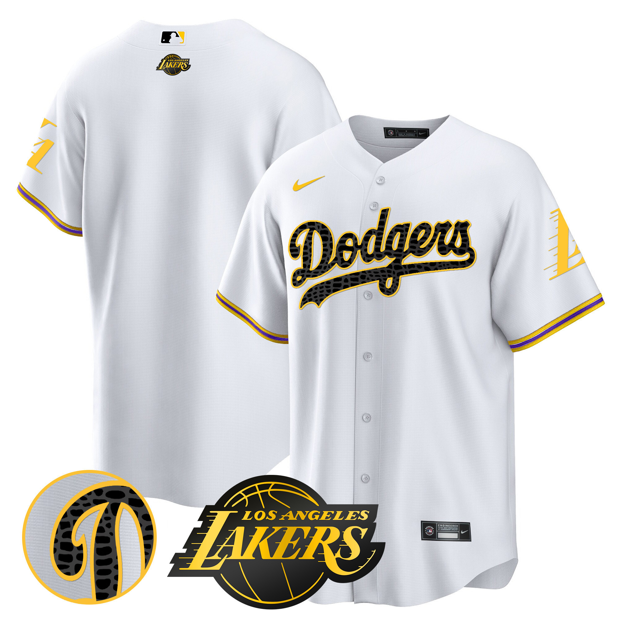 Team Men's Los Angeles Dodgers Cool Base Mamba White Jersey - All Stitched