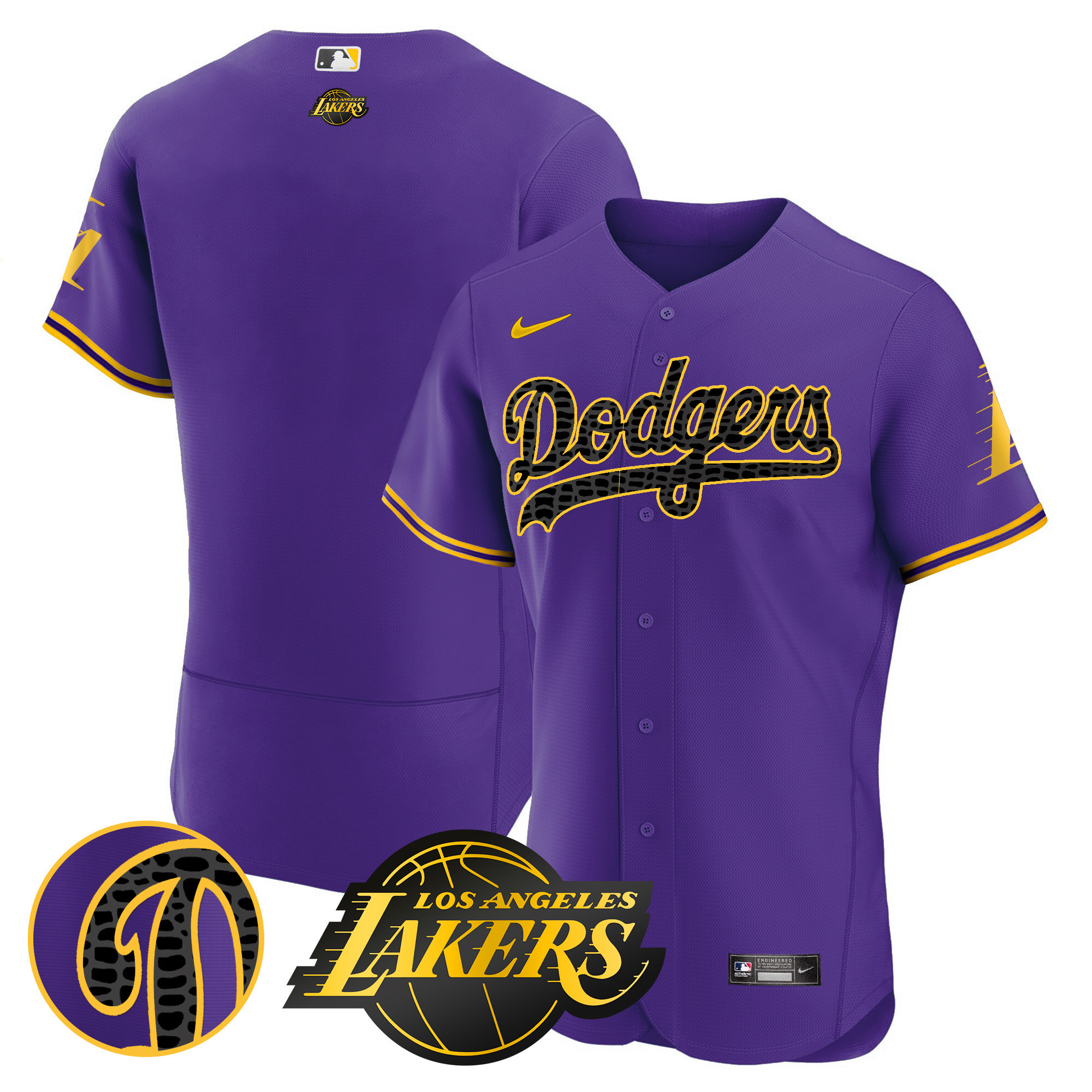 Team Men's Los Angeles Dodgers Flex Base Mamba Purple Jersey - All Stitched