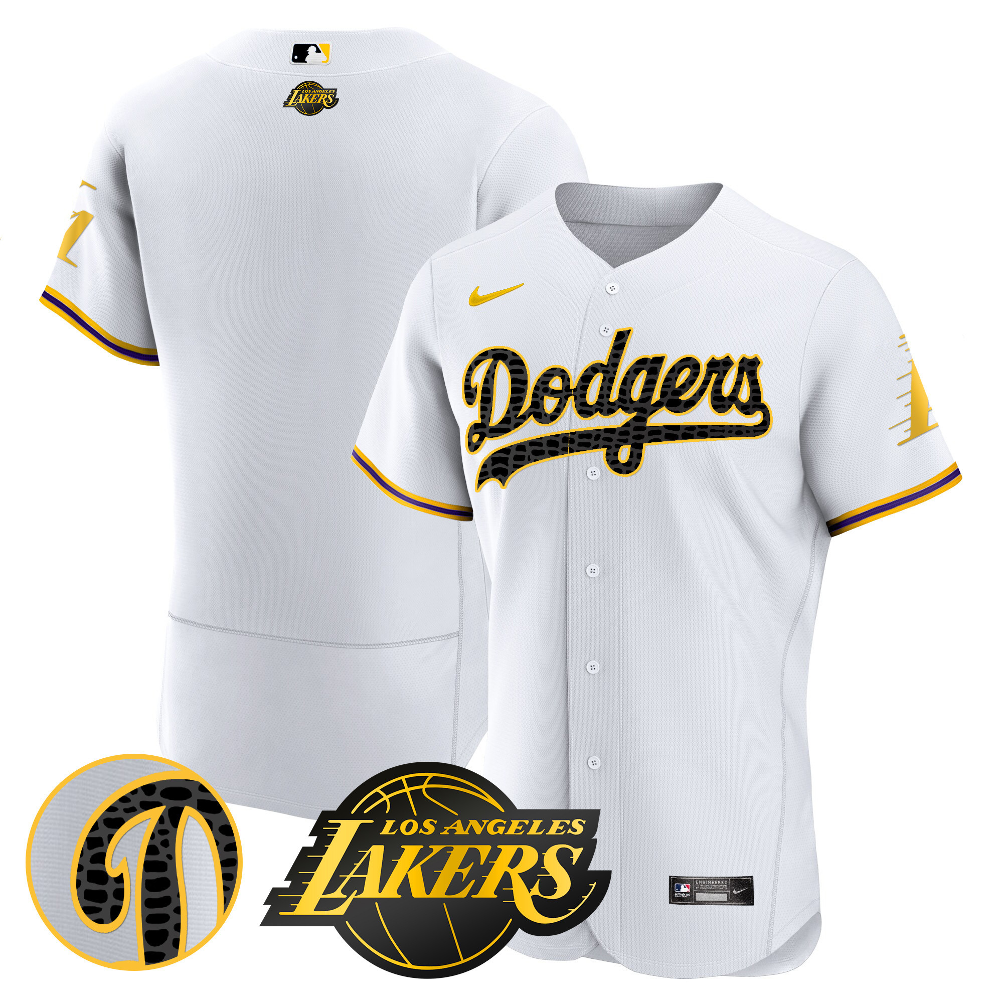 Team Men's Los Angeles Dodgers Flex Base Mamba White Jersey - All Stitched
